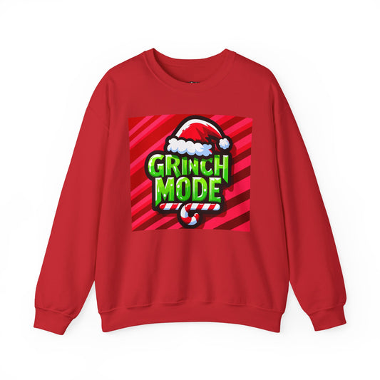 Grinch Mode Crewneck Sweatshirt, Christmas Attire, Holiday Sweatshirt, Festive Gift, Cozy Winter Wear, Funny Christmas Sweater - Riff Raff Wear