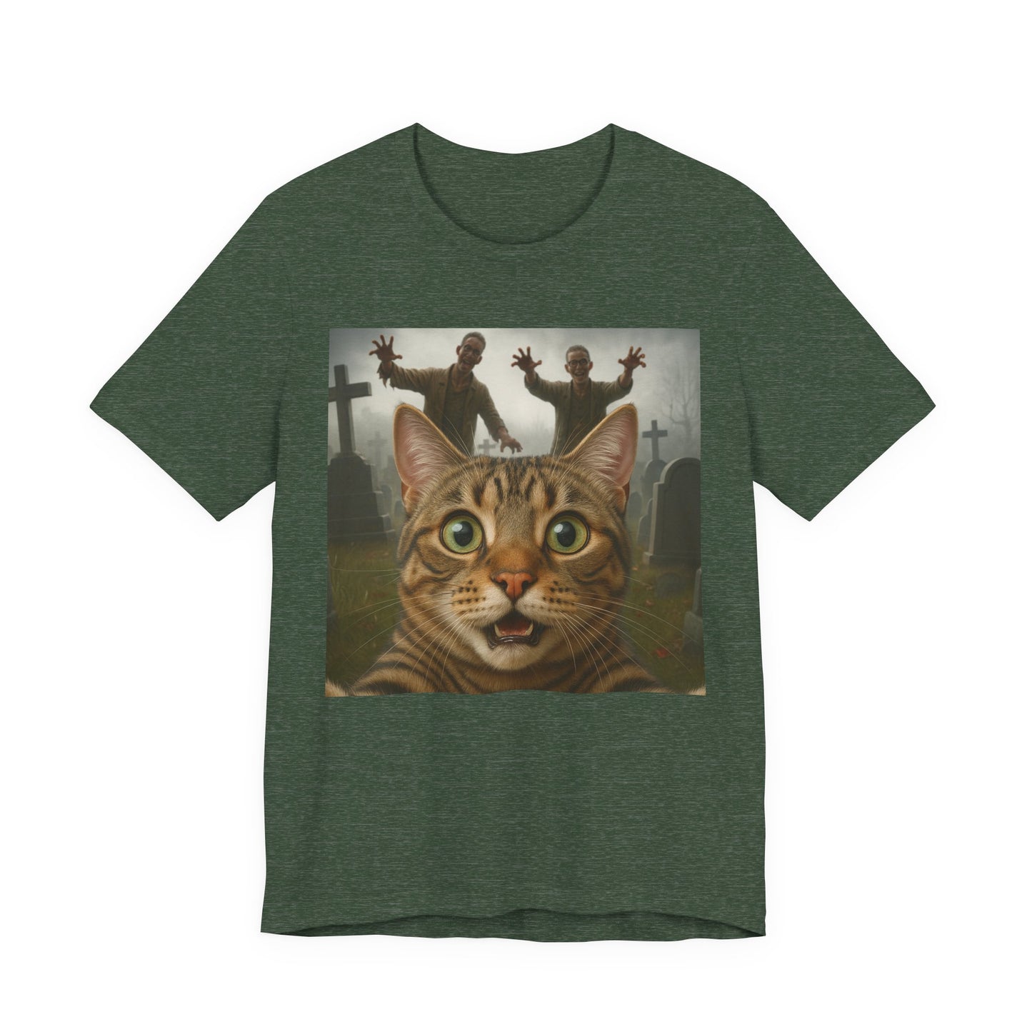 Zombie Cat Halloween Tee, Cute Cat Shirt, Unisex Graphic Tee, Funny Pet Lover Gift, Halloween Costume Top - Riff Raff Wear