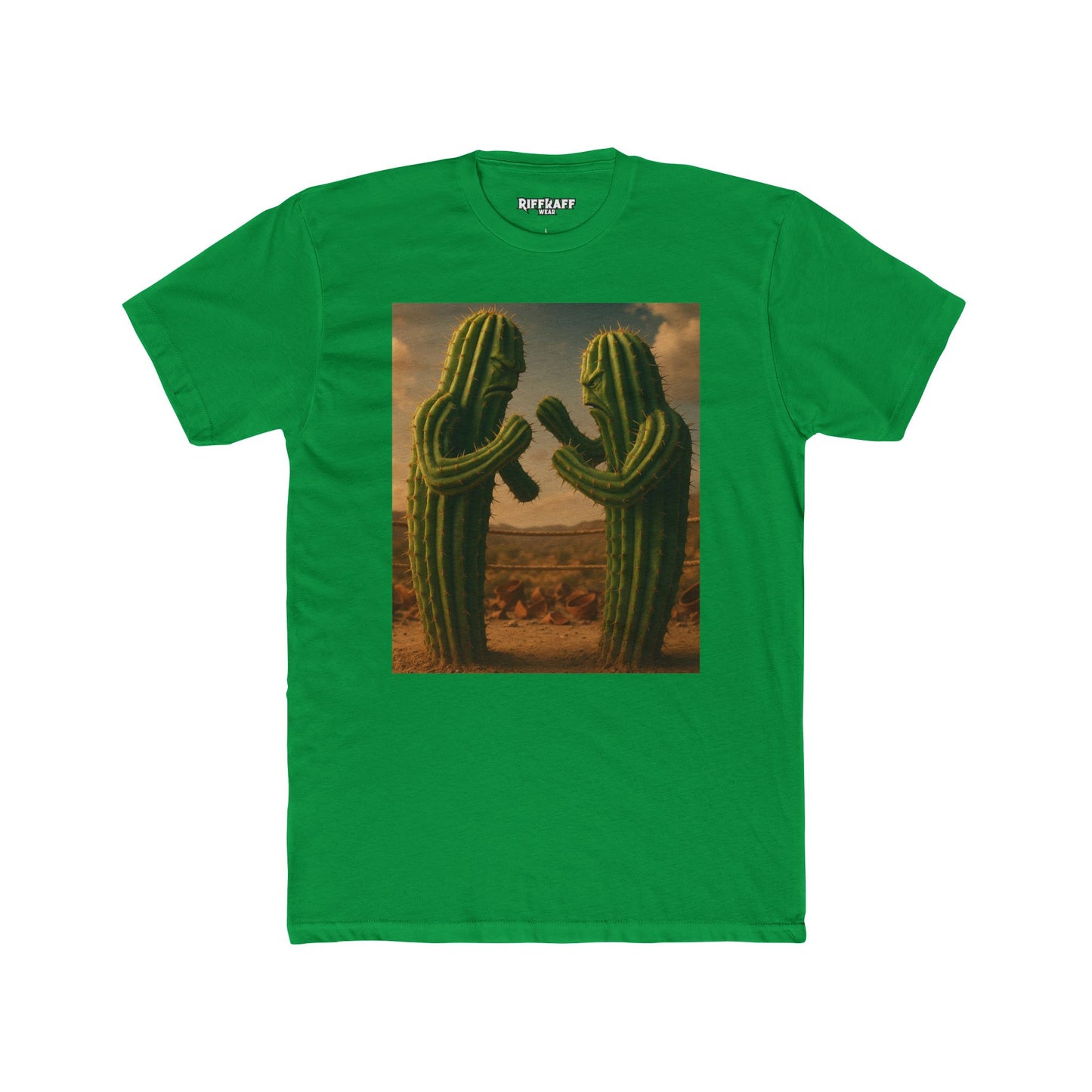 Funny Cactus Fight Club Crew Tee - Unique Unisex Cotton T-Shirt - Riff Raff Wear