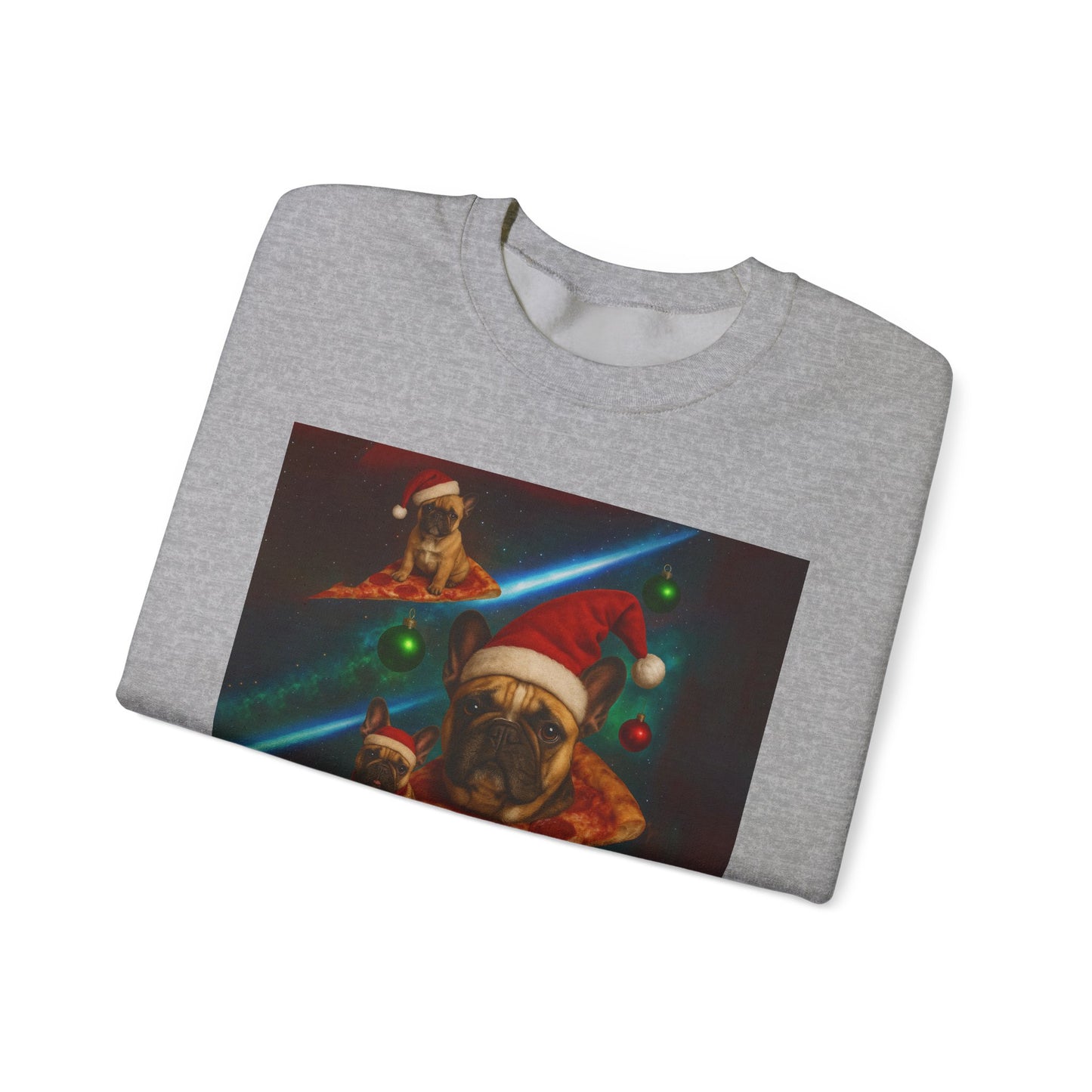 Festive Pizza Dog Crewneck Sweatshirt | Fun Holiday Apparel | Gift for Dog Lovers, Christmas Sweatshirt, Cozy Fashion, Unisex Style - Riff Raff Wear