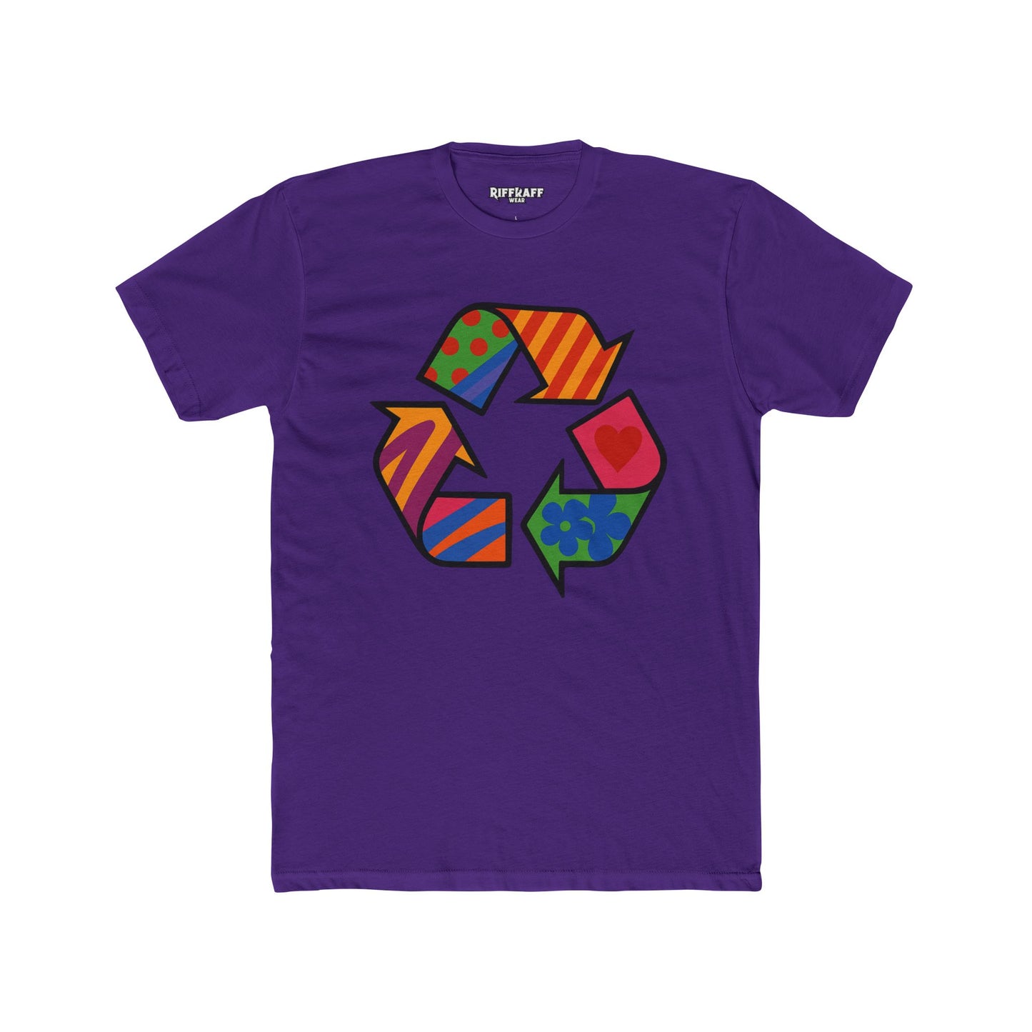 Colorful Recycle Symbol Unisex Cotton Crew Tee - Eco-Friendly Fashion - Riff Raff Wear