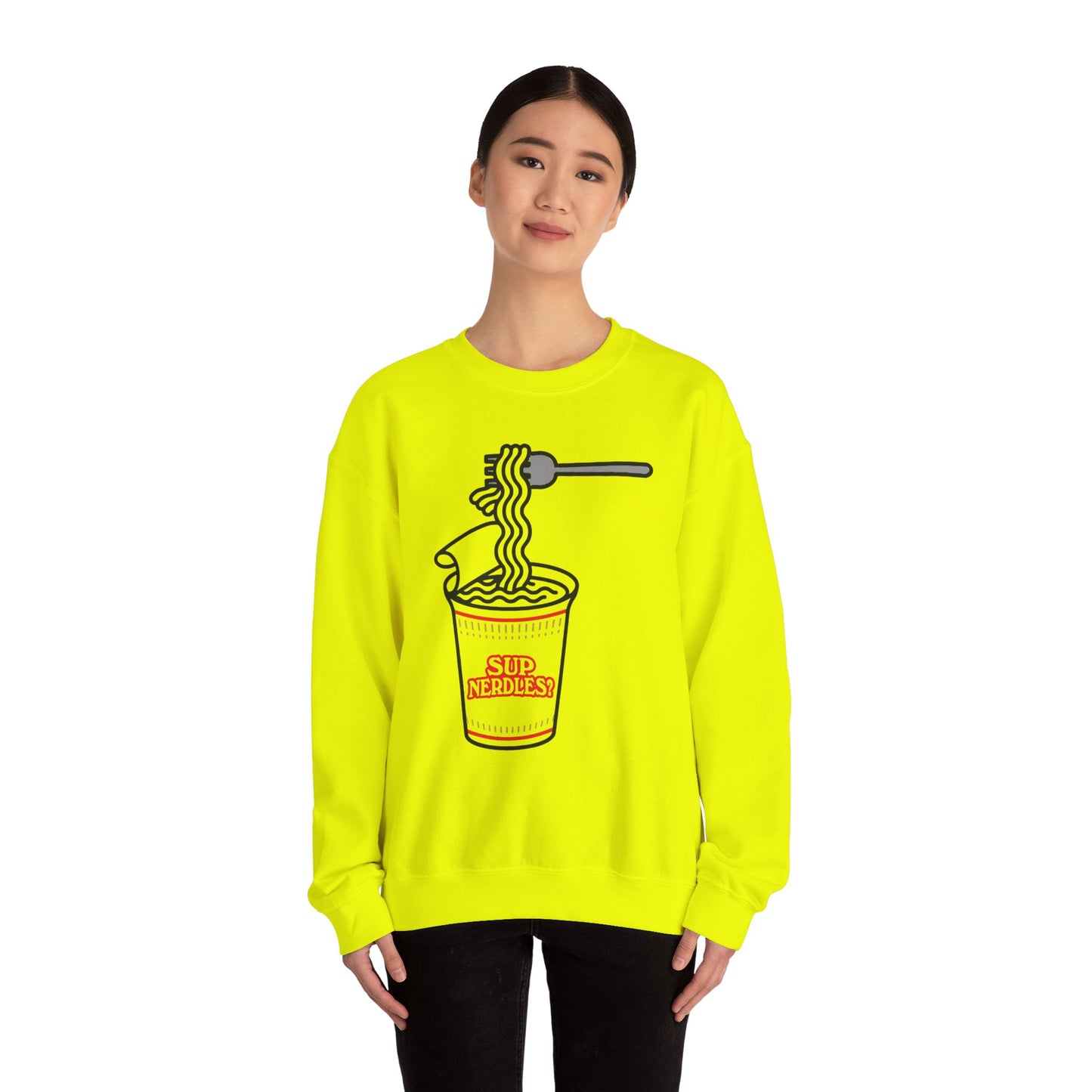 Parody Logo Series - Sup Nerdles? Instant Noodles Sweatshirt - Unisex Heavy Blend™ Crewneck - Riff Raff Wear