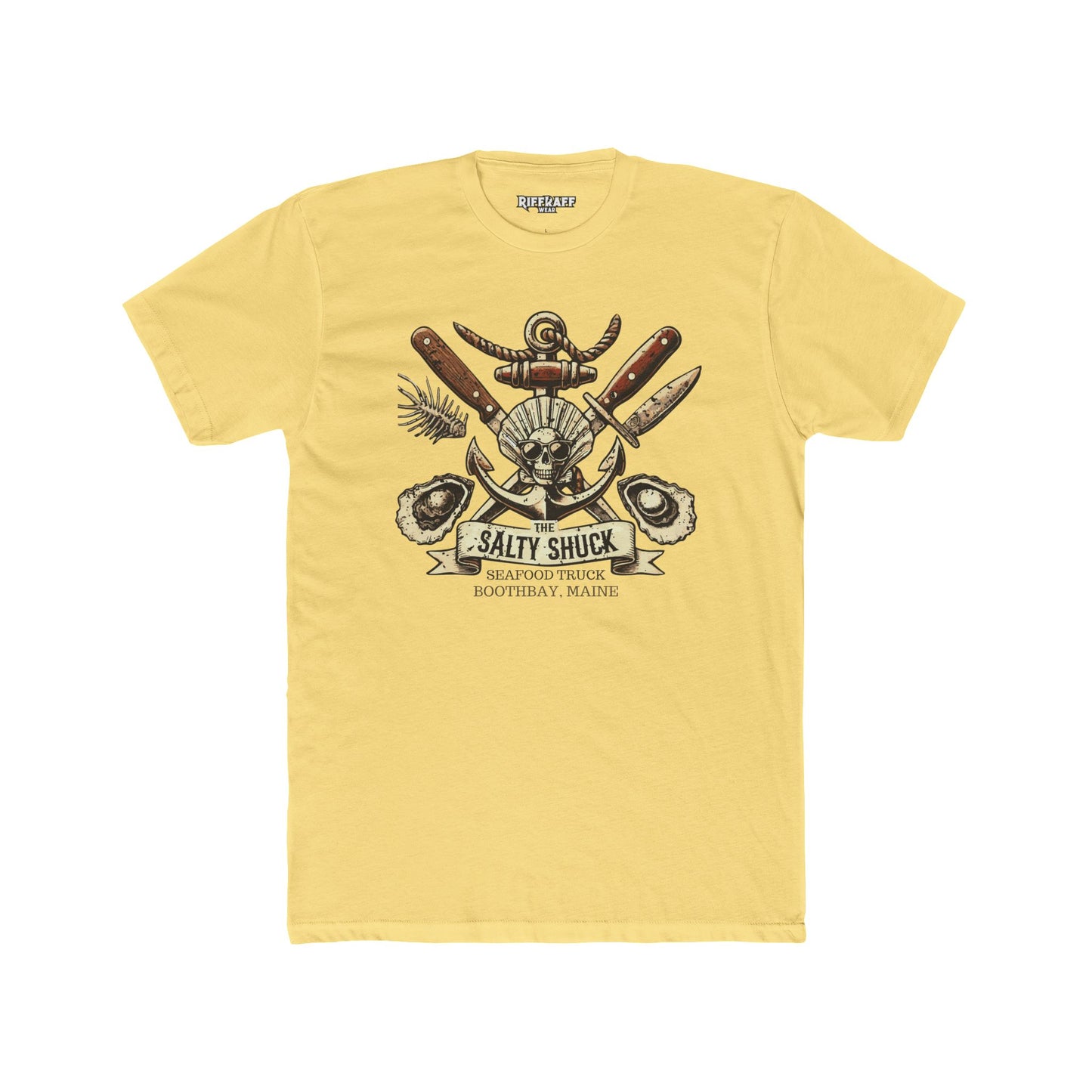 Salty Shuck Seafood Truck Crew Tee | Vintage Inspired Unisex Cotton T-Shirt - Riff Raff Underground