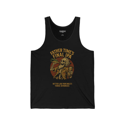 Funny Father Time's Final IPA Unisex Jersey Tank - Riff Raff Wear Underground