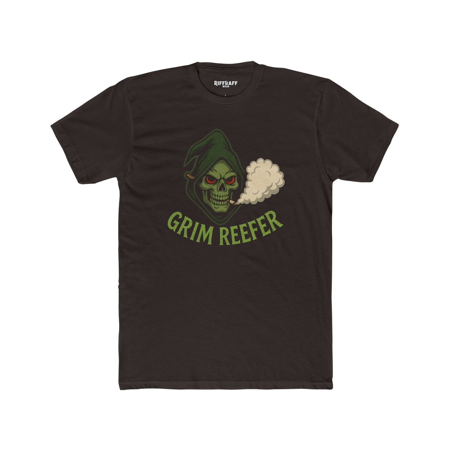 Grim Reefer Unisex Cotton Crew Tee - Casual Skull Graphic T-Shirt for Everyday Wear - Riff Raff Wear