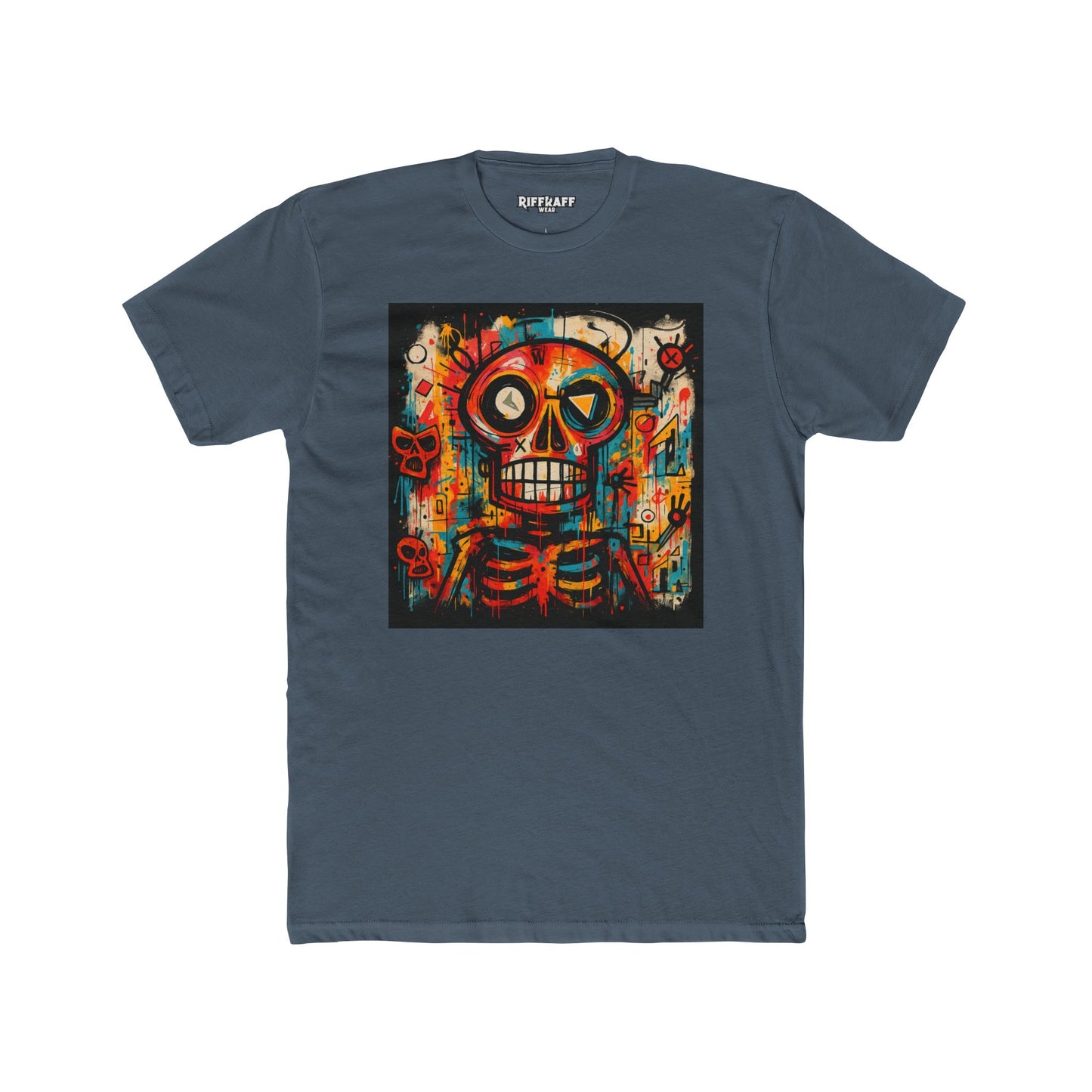 Colorful Skeleton Art Unisex Cotton Crew Tee - Day of the Dead Shirt - Riff Raff Wear