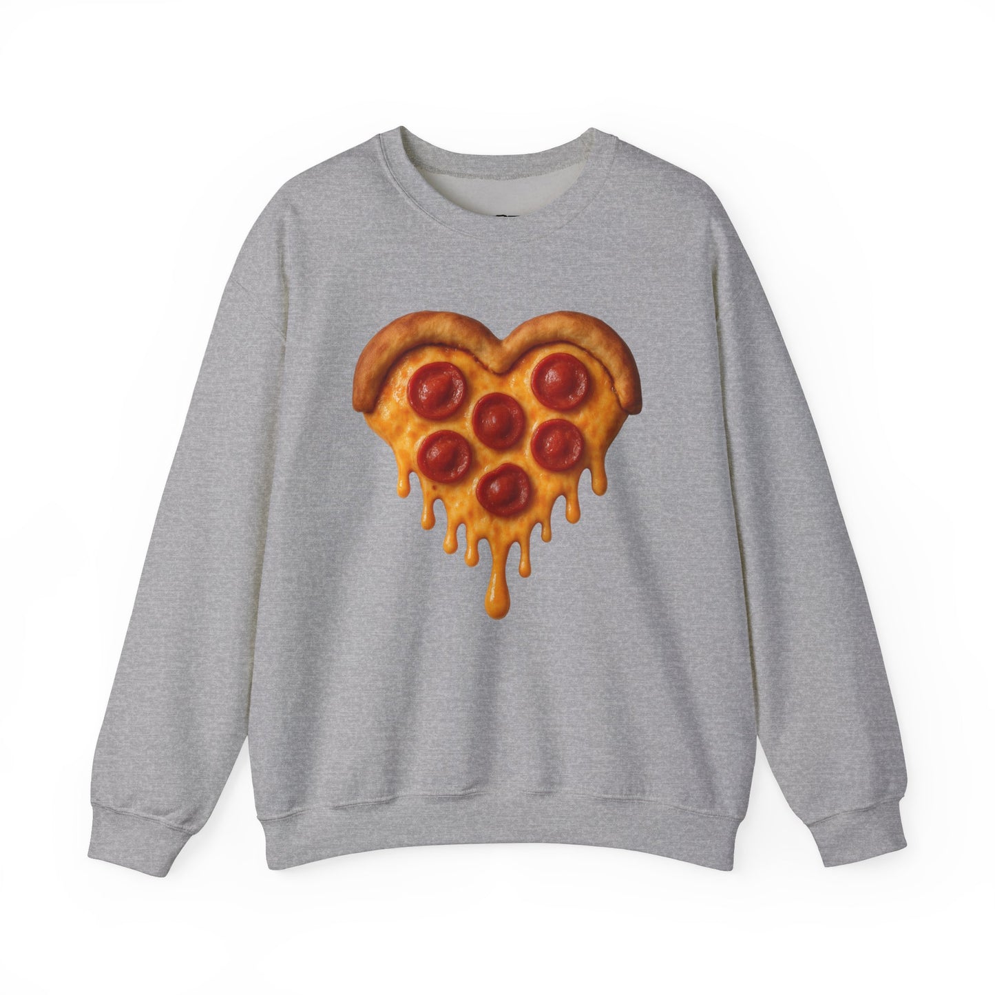 Heart-Shaped Pizza Sweatshirt - Unisex Cozy Crewneck for Food Lovers - Riff Raff Wear