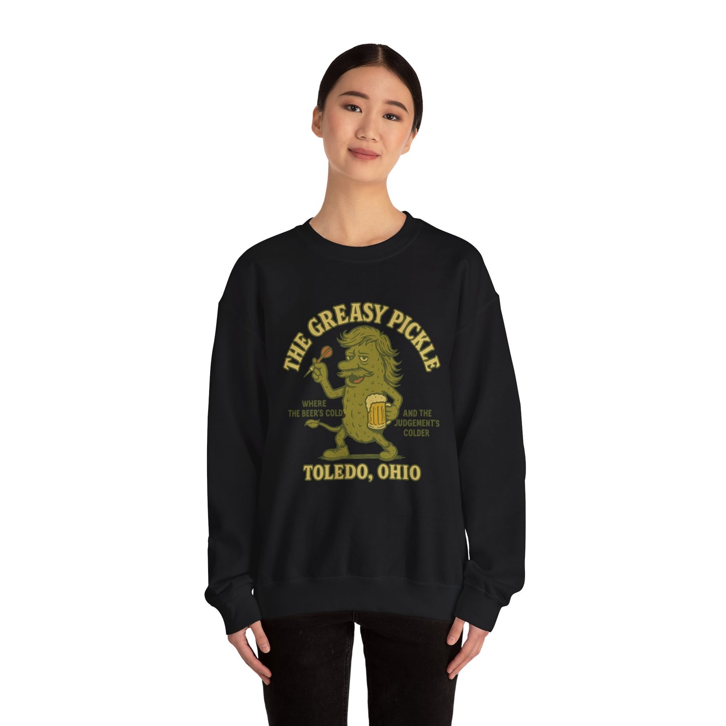 Greasy Pickle Crewneck Sweatshirt - Fun & Cozy Apparel for Beer Lovers - Riff Raff Wear