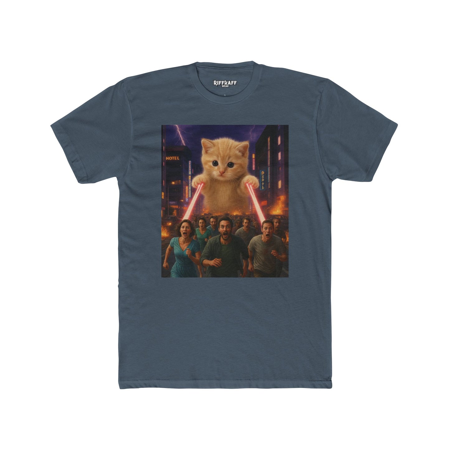 Funny Cat Hero Unisex Cotton Crew Tee - Perfect for Casual Wear - Riff Raff Wear