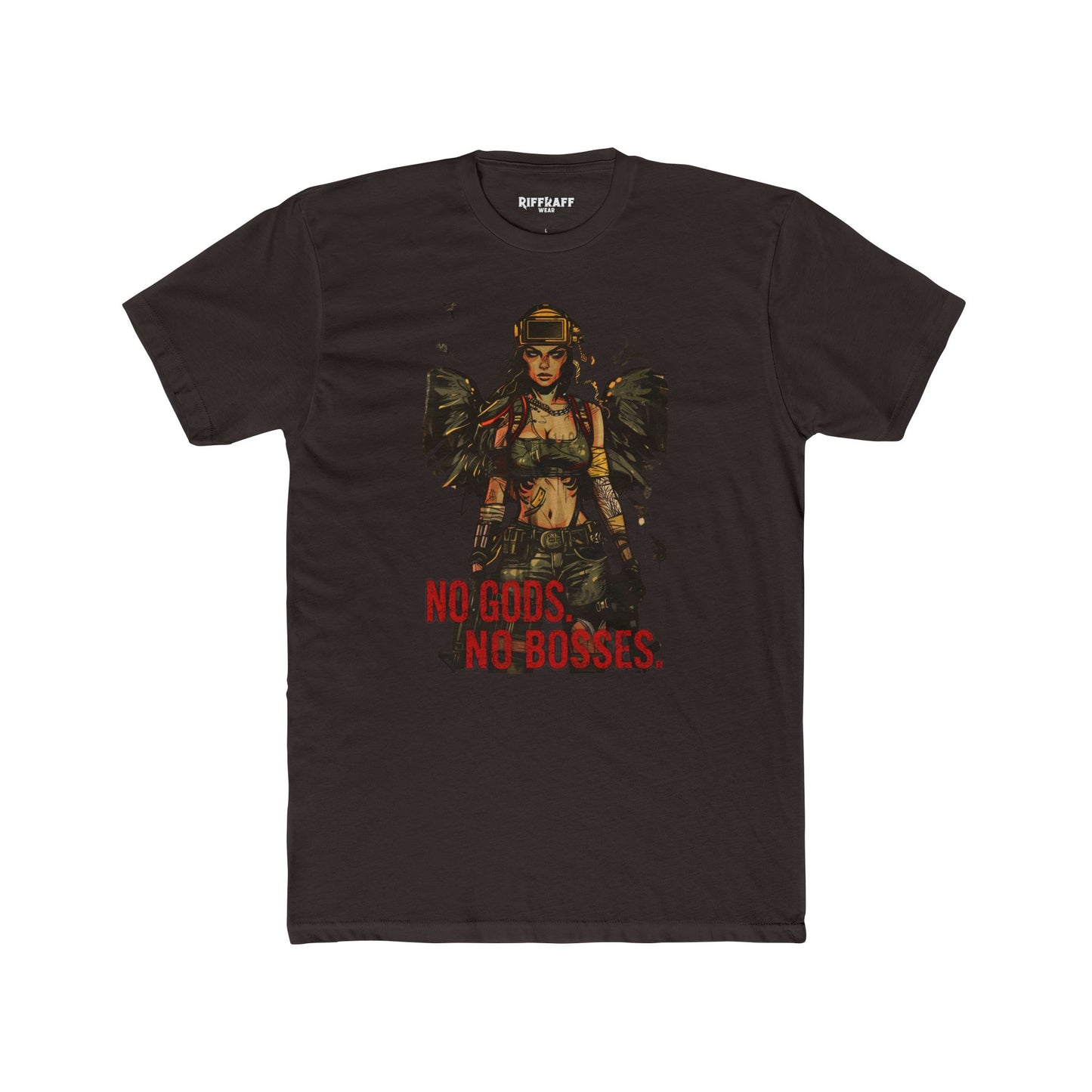 No Gods No Bosses Unisex Cotton Crew Tee - Rebel Vibe Shirt - Riff Raff Wear