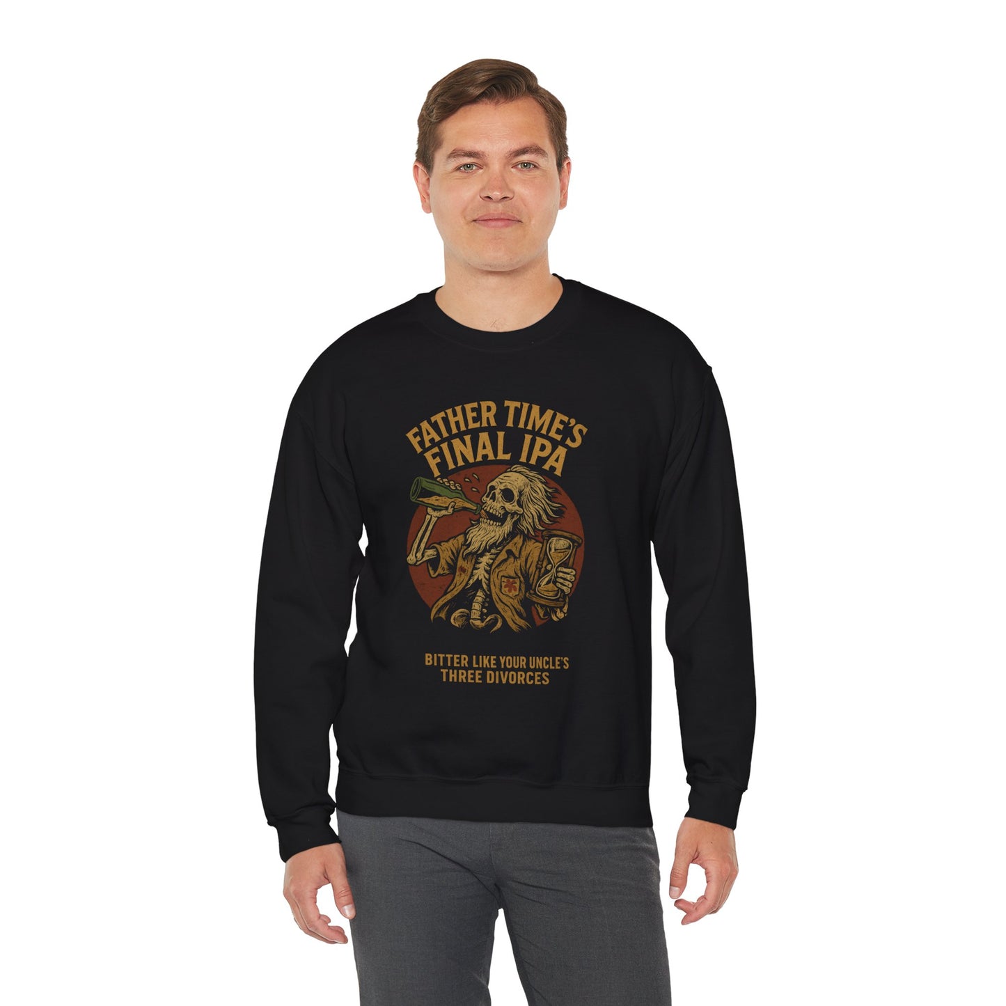Funny Unisex Crewneck Sweatshirt - Father Time's Final IPA Design - Riff Raff Wear Underground