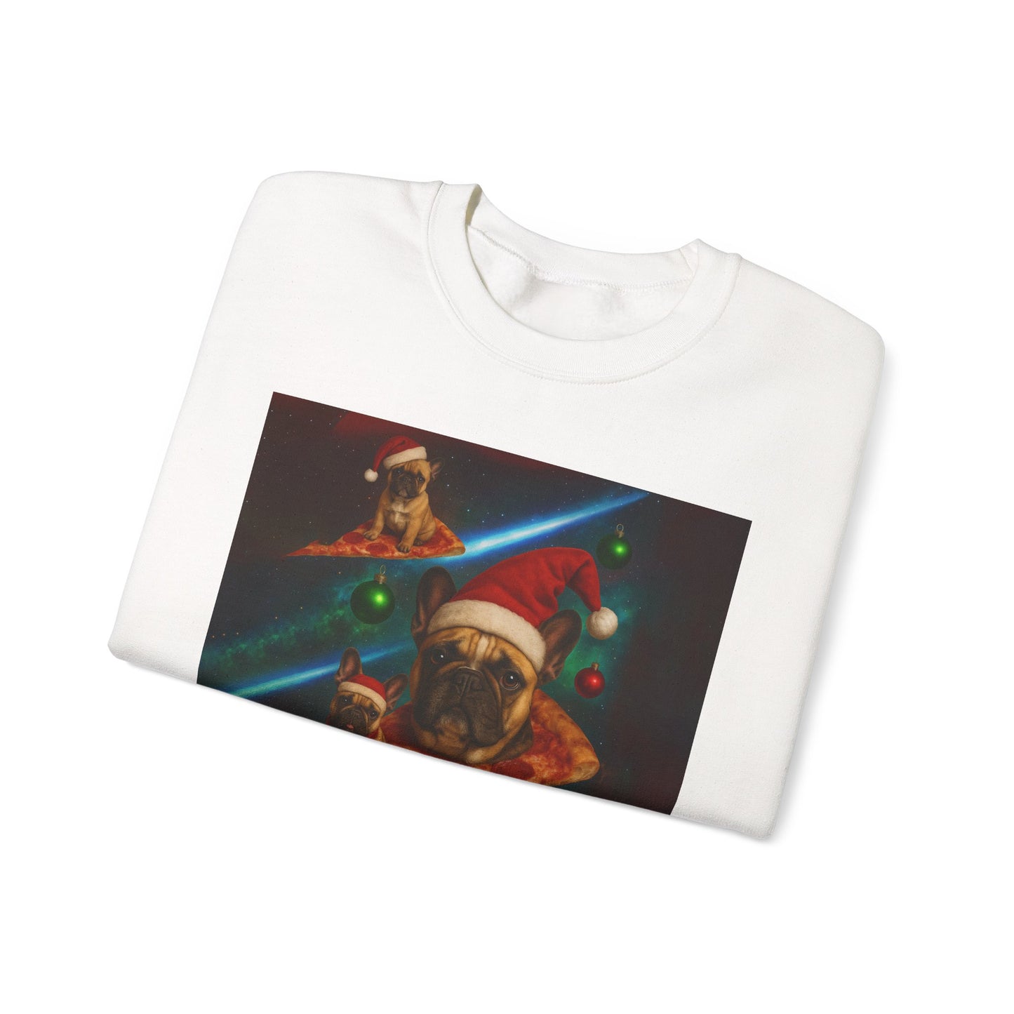 Festive Pizza Dog Crewneck Sweatshirt | Fun Holiday Apparel | Gift for Dog Lovers, Christmas Sweatshirt, Cozy Fashion, Unisex Style - Riff Raff Wear