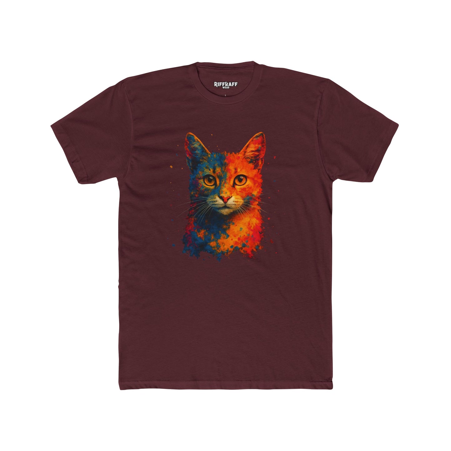 Vibrant Cat Art Unisex Cotton Crew Tee - Riff Raff Wear