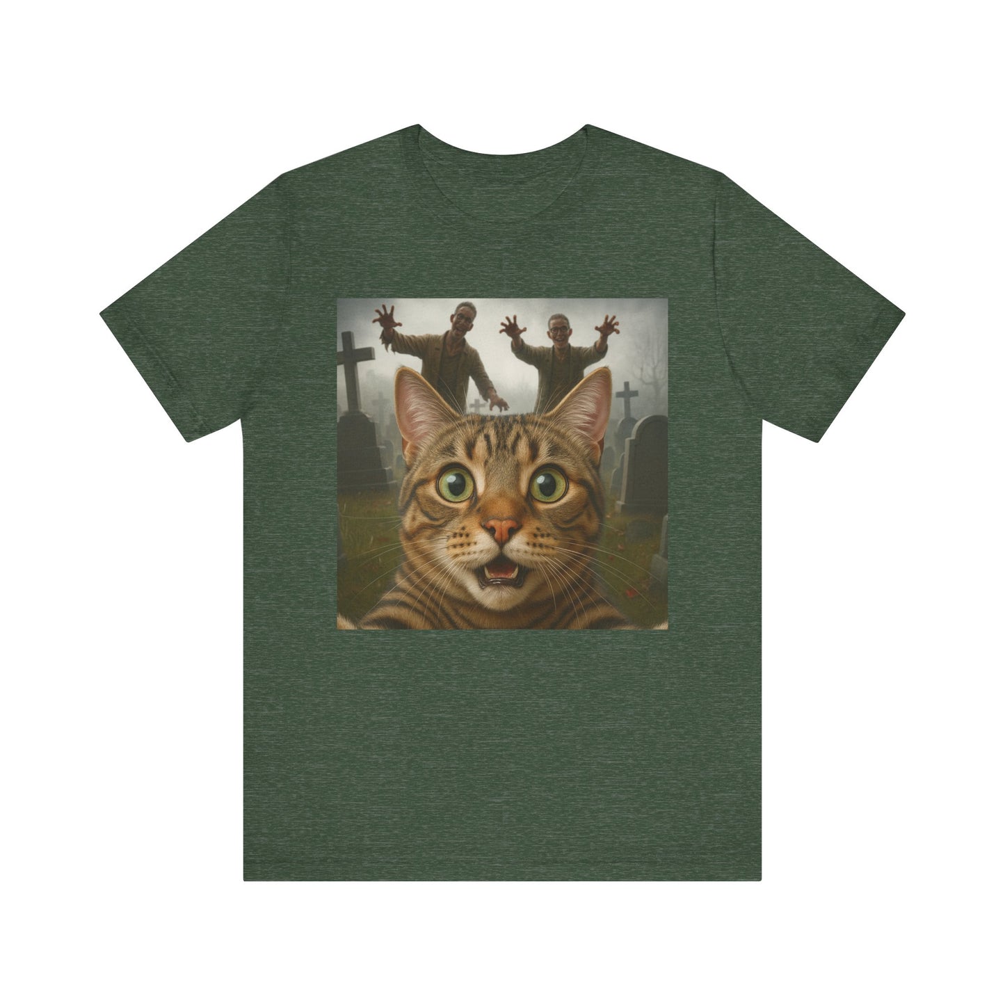 Zombie Cat Halloween Tee, Cute Cat Shirt, Unisex Graphic Tee, Funny Pet Lover Gift, Halloween Costume Top - Riff Raff Wear