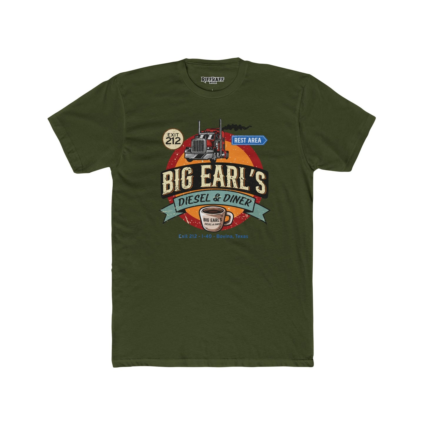 Big Earl's Diesel & Diner Unisex Cotton Crew Tee - Where Regret Gets Refueled - Riff Raff Underground