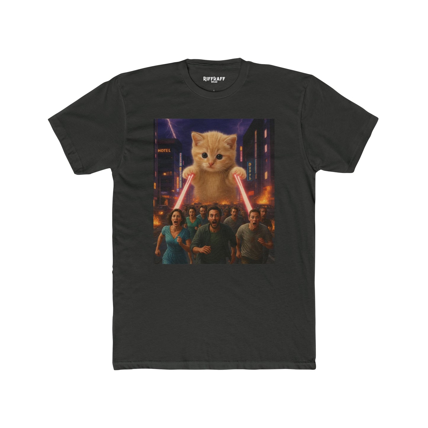 Funny Cat Hero Unisex Cotton Crew Tee - Perfect for Casual Wear - Riff Raff Wear