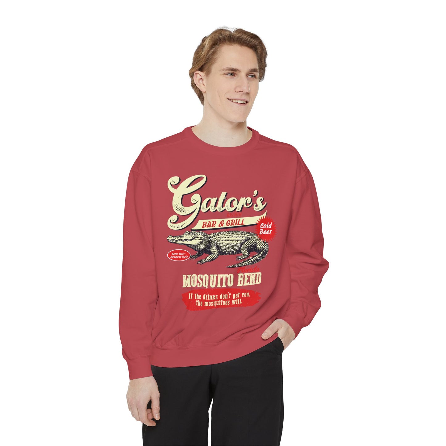 Funny Gator's Bar & Grill Sweatshirt | Unisex Garment-Dyed Crewneck - Riff Raff Wear