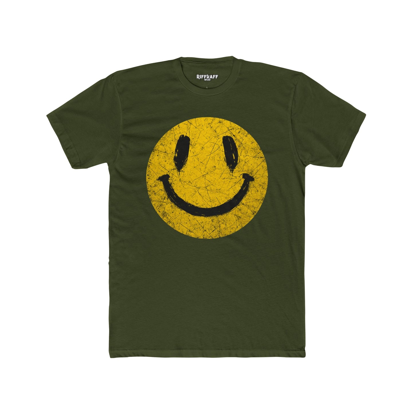 Retro Smiley Face Unisex Cotton Crew Tee - Joyful Vibe T-Shirt - Riff Raff Wear