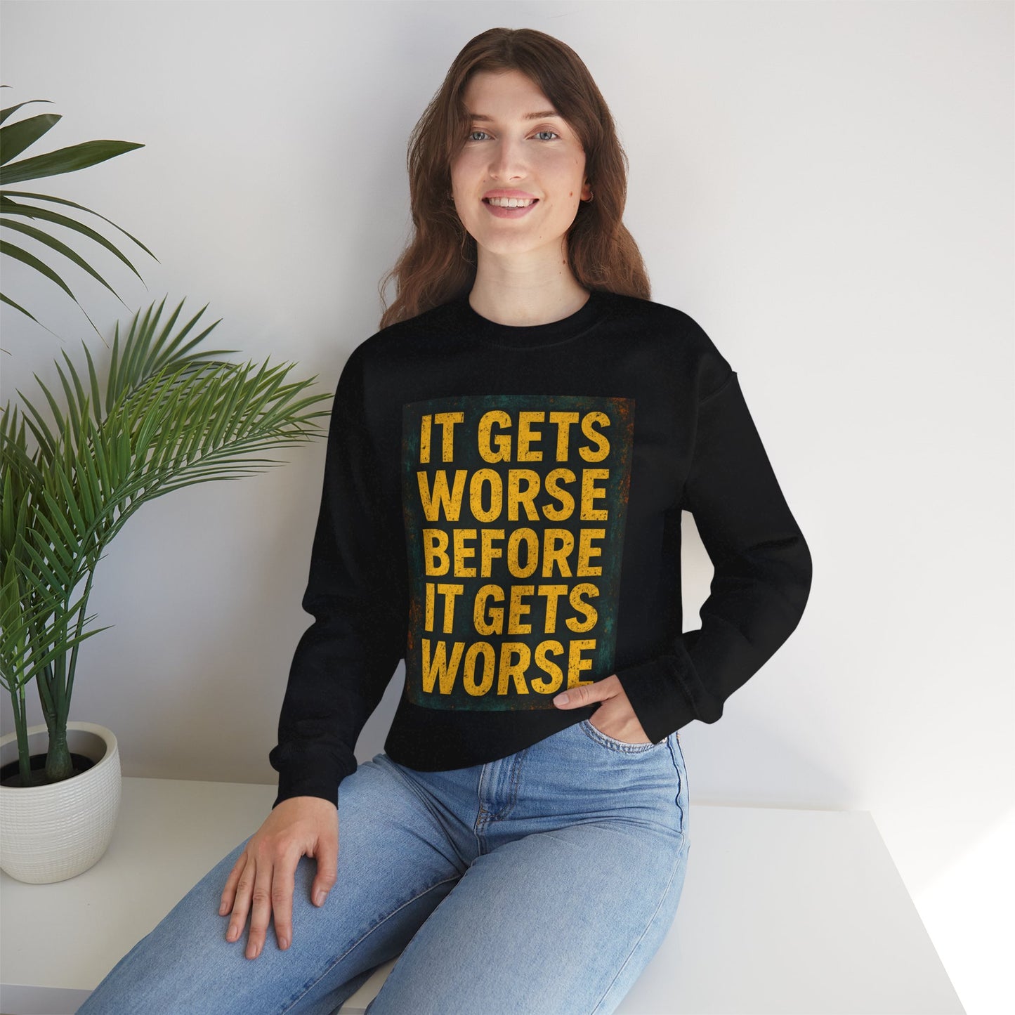 It Gets Worse Graphic Crewneck Sweatshirt - Unisex Heavy Blend™ - Riff Raff Wear