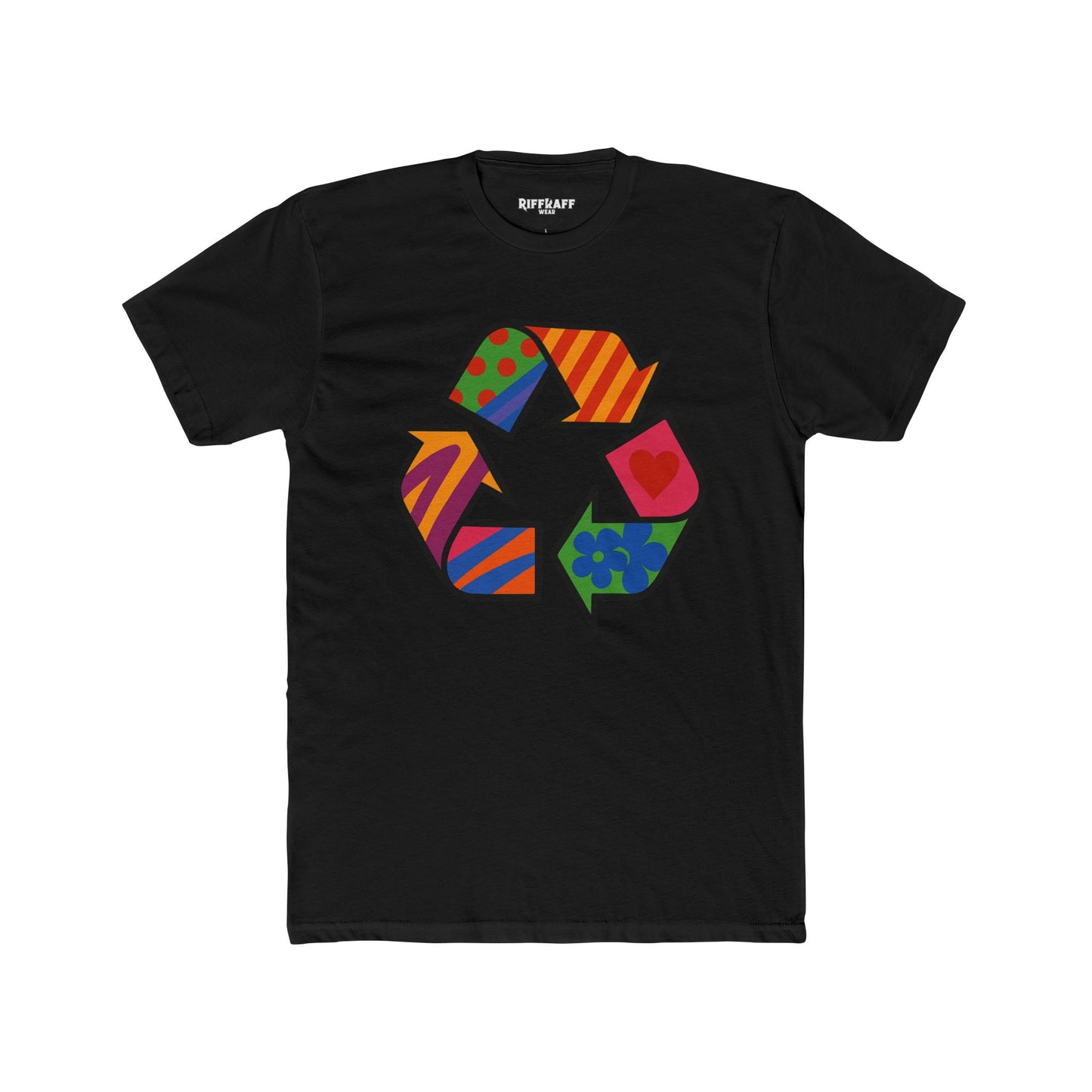 Colorful Recycle Symbol Unisex Cotton Crew Tee - Eco-Friendly Fashion - Riff Raff Wear