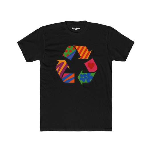 Colorful Recycle Symbol Unisex Cotton Crew Tee - Eco-Friendly Fashion - Riff Raff Wear