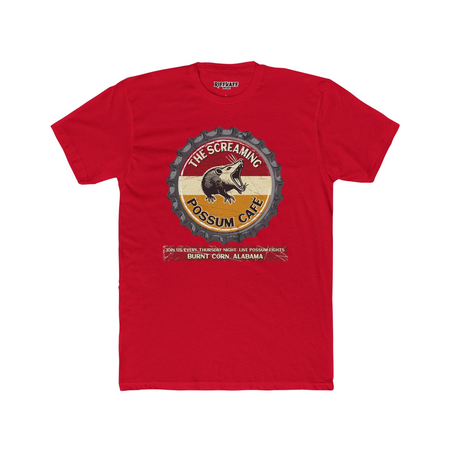 The Screaming Possum Unisex Cotton Crew Tee - Fun & Retro Graphic Shirt - Riff Raff Underground