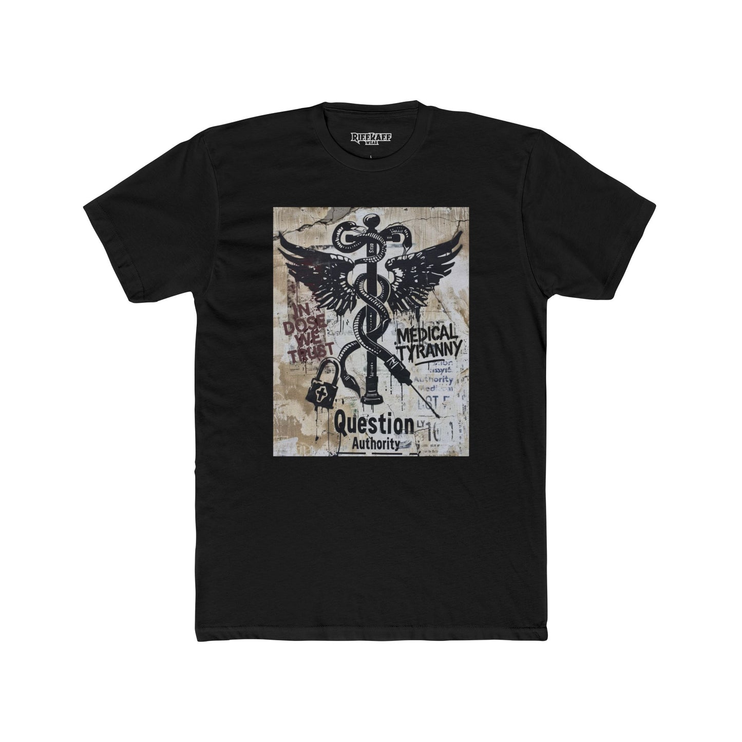 Unisex Cotton Crew Tee - Question Authority Free Thinkers Political Art - Riff Raff Wear
