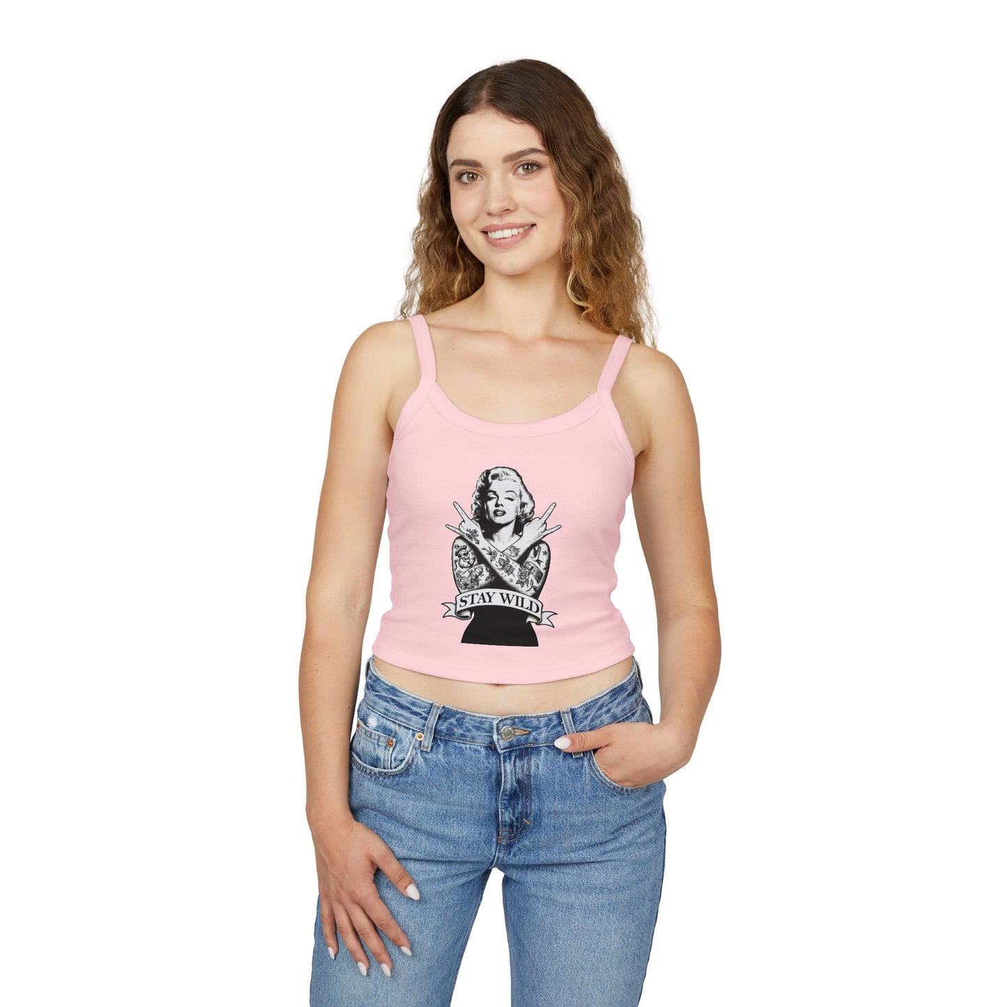 Stay Wild Marilyn Monroe Spaghetti Strap Tank Top – Trendy Women's Apparel for Summer & Festivals - Riff Raff Wear