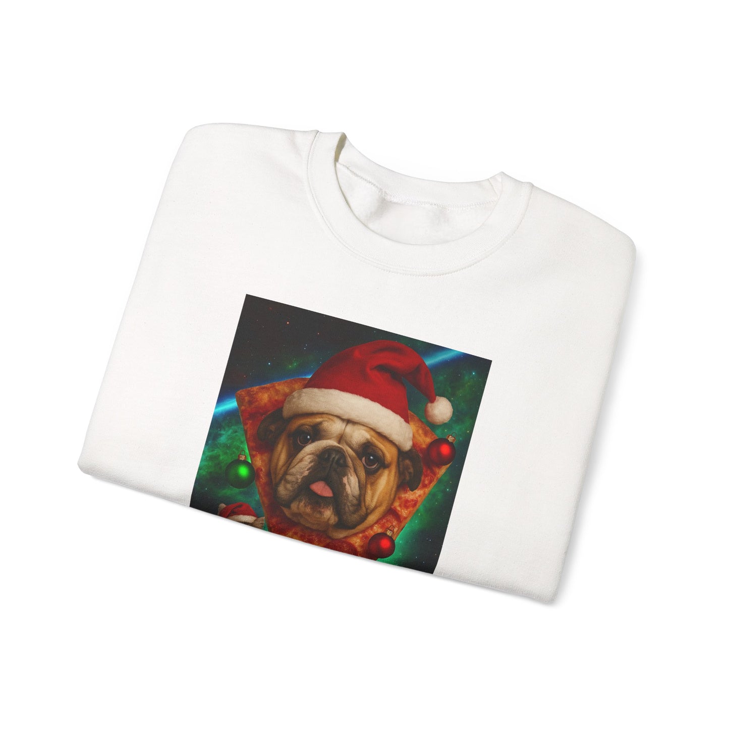 Festive Dog Pizza Sweatshirt, Holiday Gift, Christmas Apparel, Unisex Crewneck, Dog Lover Sweatshirt - Riff Raff Wear