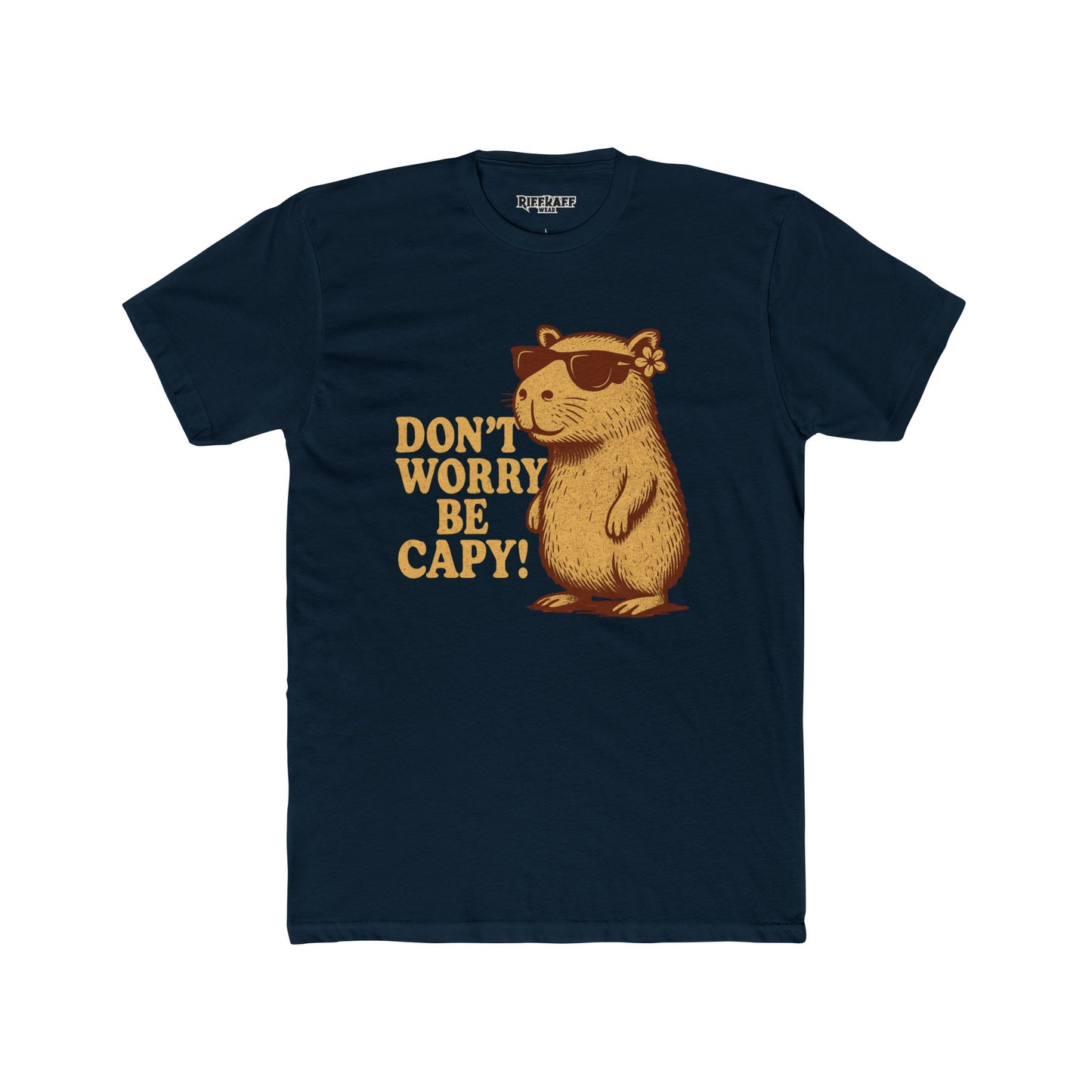 Unisex Cotton Crew Tee - Don't Worry Be Capy! Funny Animal - Riff Raff Wear