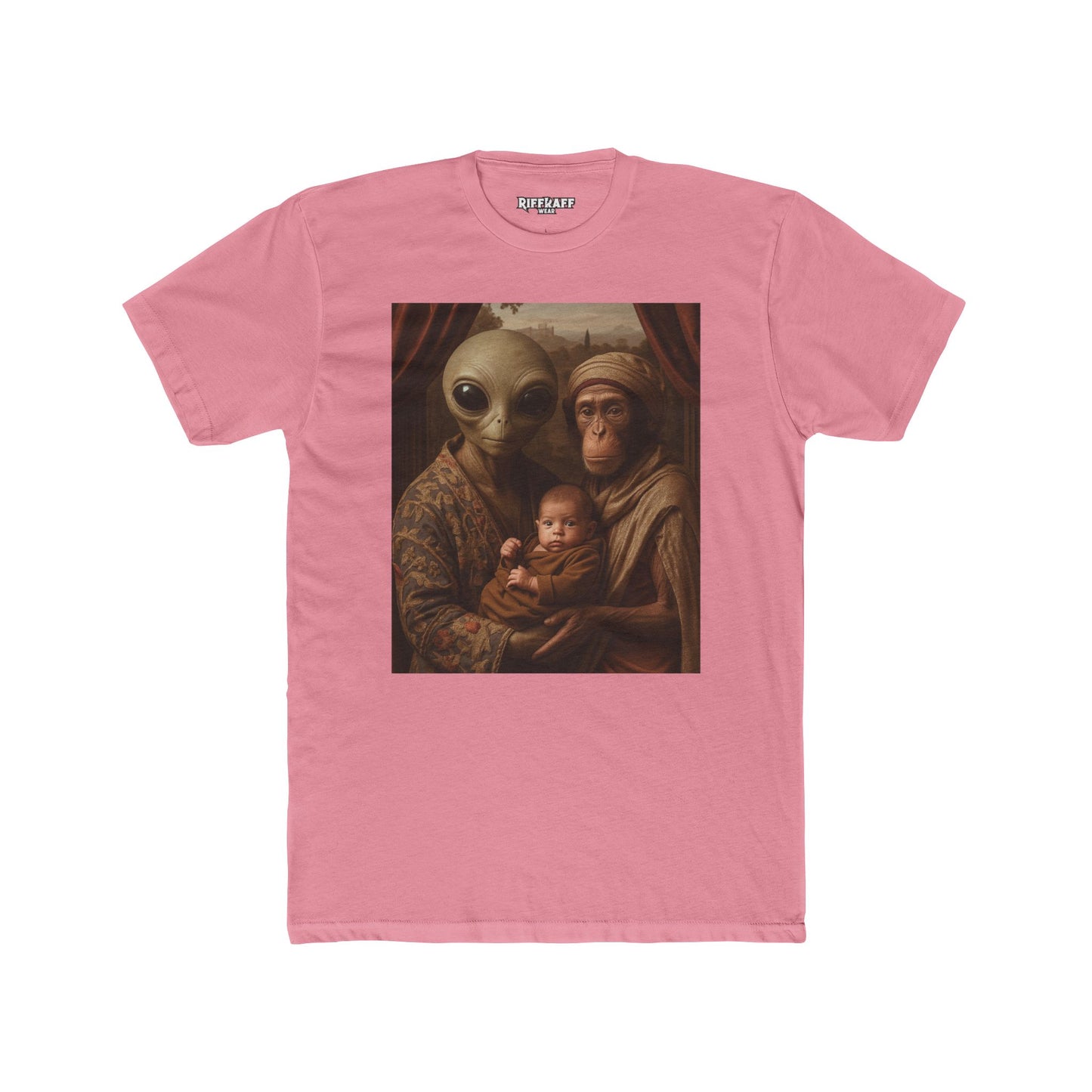 Early Earth Alien Family Portrait Unisex Cotton Crew Tee - Riff Raff Wear