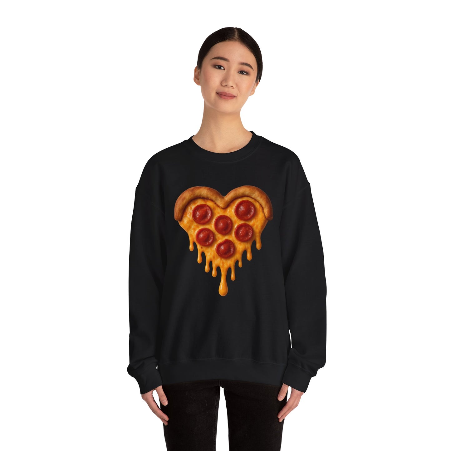Heart-Shaped Pizza Sweatshirt - Unisex Cozy Crewneck for Food Lovers - Riff Raff Wear