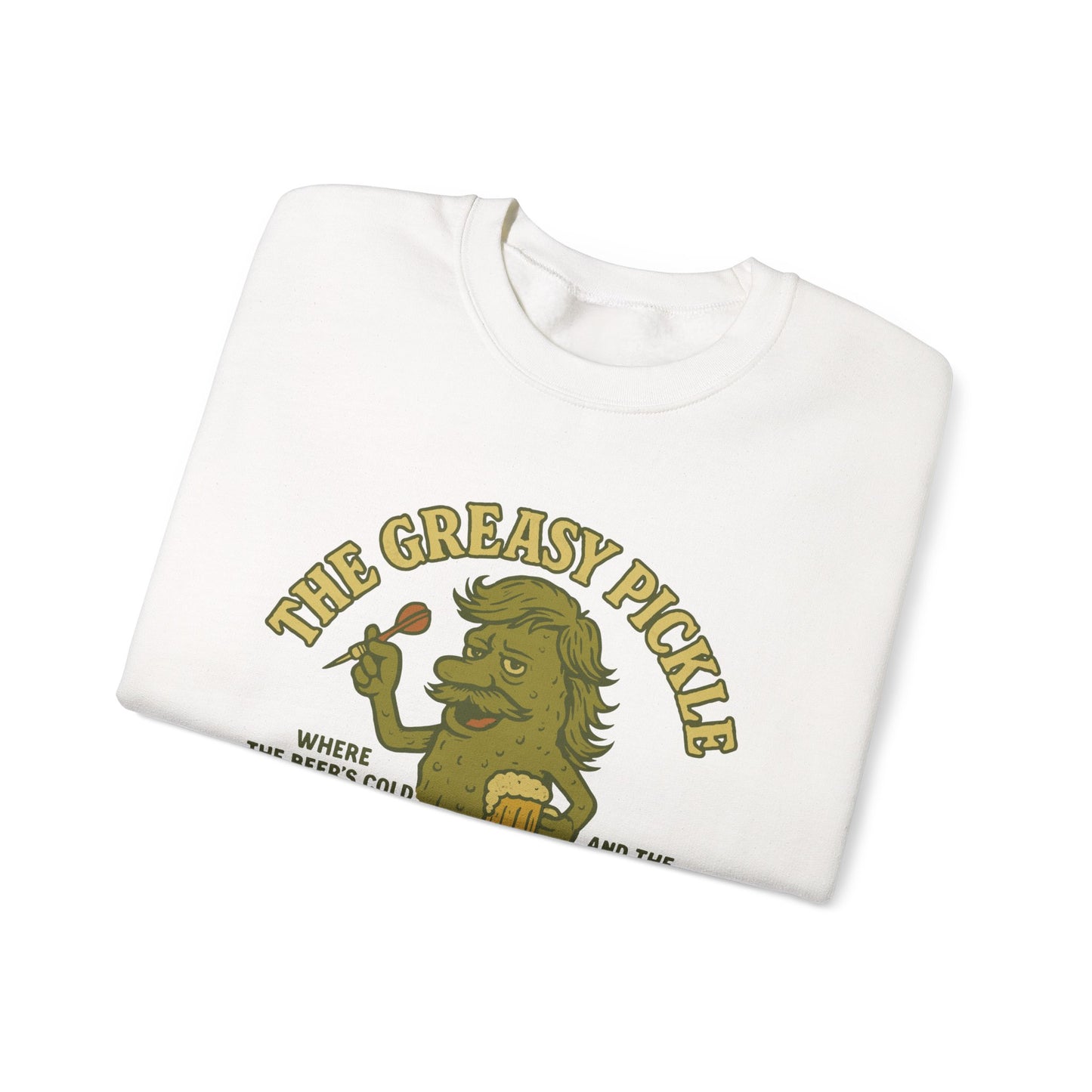 Greasy Pickle Crewneck Sweatshirt - Fun & Cozy Apparel for Beer Lovers - Riff Raff Wear