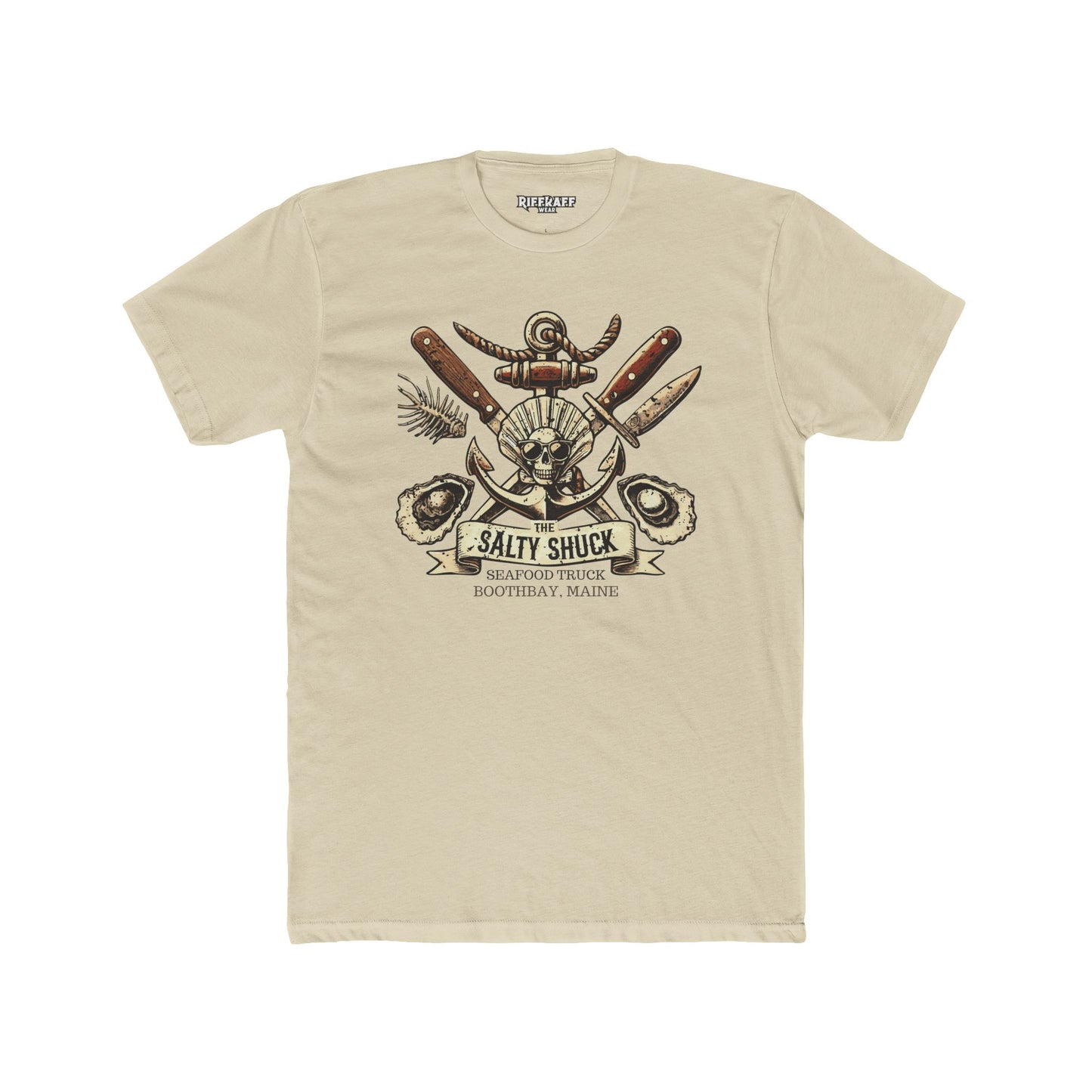 Salty Shuck Seafood Truck Crew Tee | Vintage Inspired Unisex Cotton T-Shirt - Riff Raff Underground