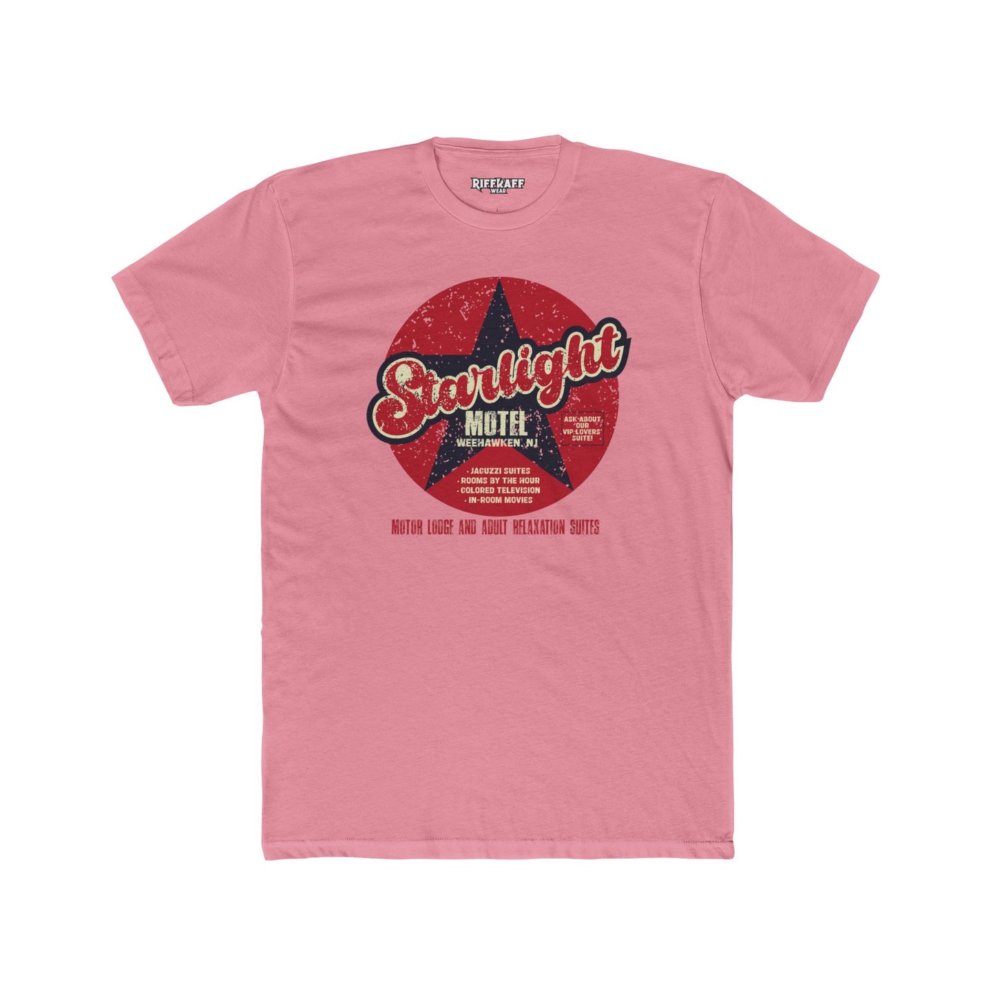 Vintage Starlight Motor Unisex Cotton Crew Tee - Hourly, Nightly, and Regretfully - Riff Raff Underground