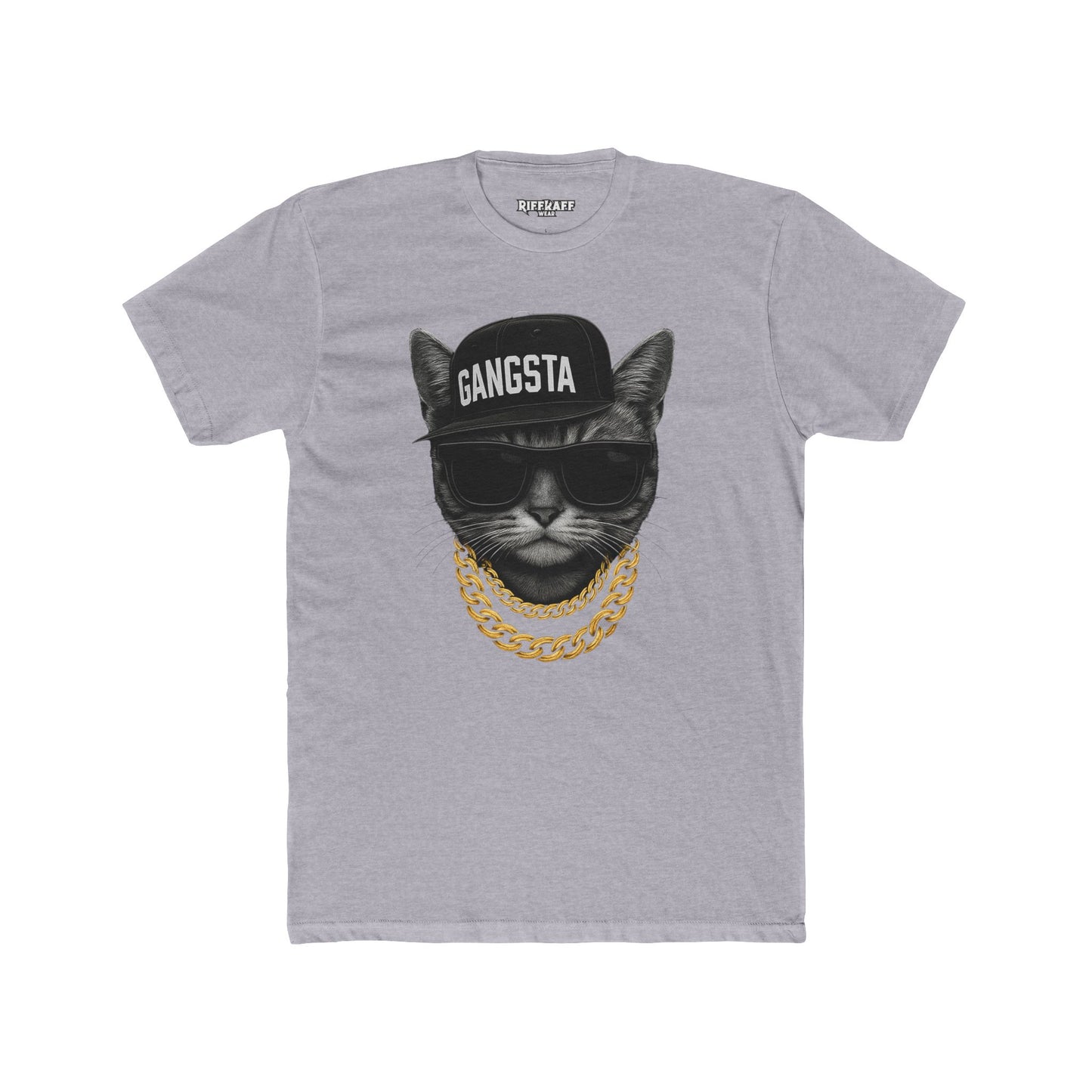 Gangsta Cat Unisex Cotton Crew Tee - Apparel for Animal Lovers - Riff Raff Wear