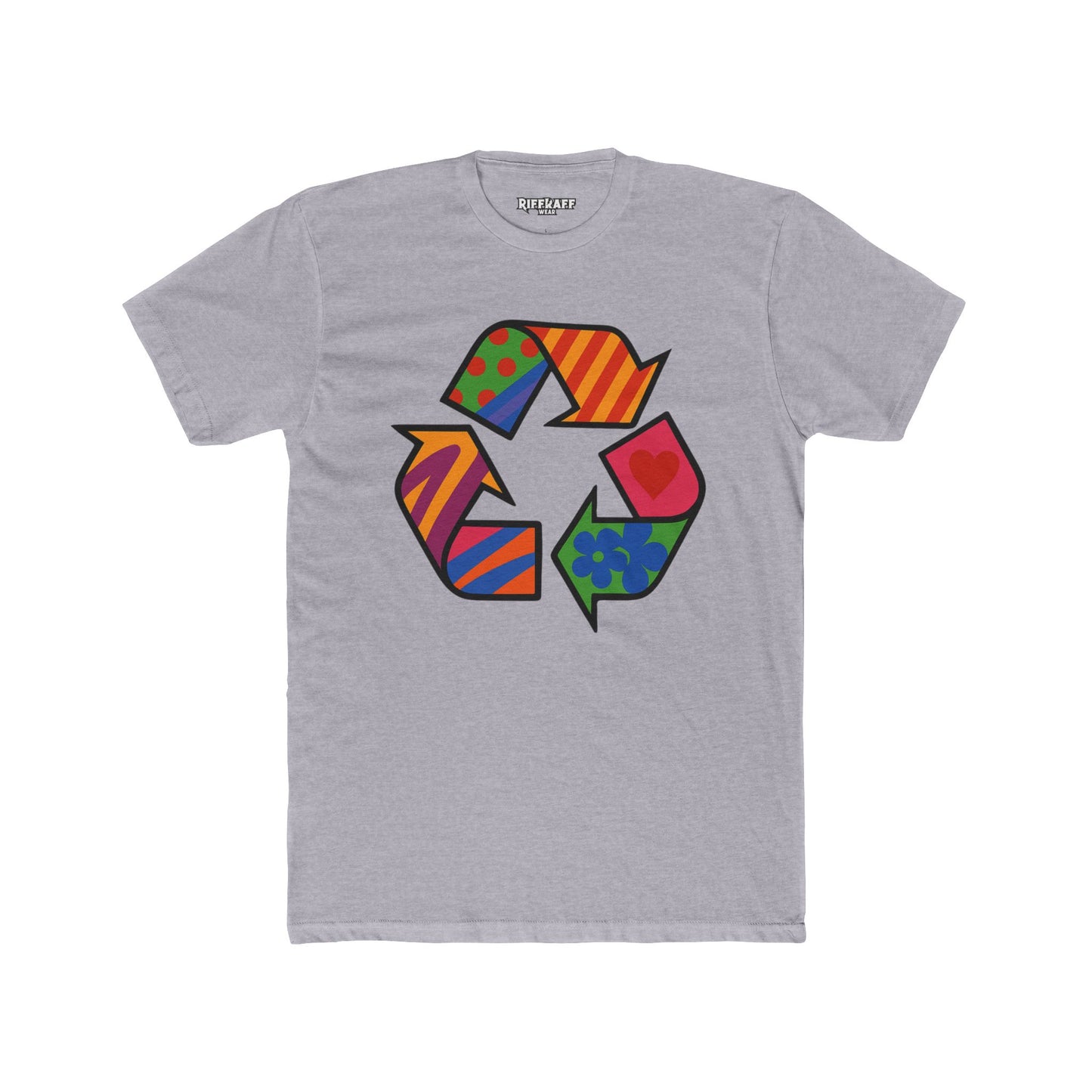 Colorful Recycle Symbol Unisex Cotton Crew Tee - Eco-Friendly Fashion - Riff Raff Wear