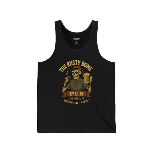 Rusty Bone Pub Skull Tank Top - Unisex Jersey - Fun Barwear - Riff Raff Wear Underground