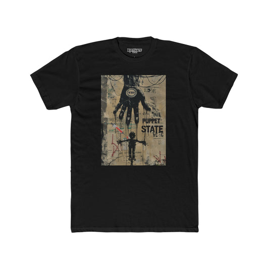 Unisex Cotton Crew Tee - Puppet State Political Art - Riff Raff Wear