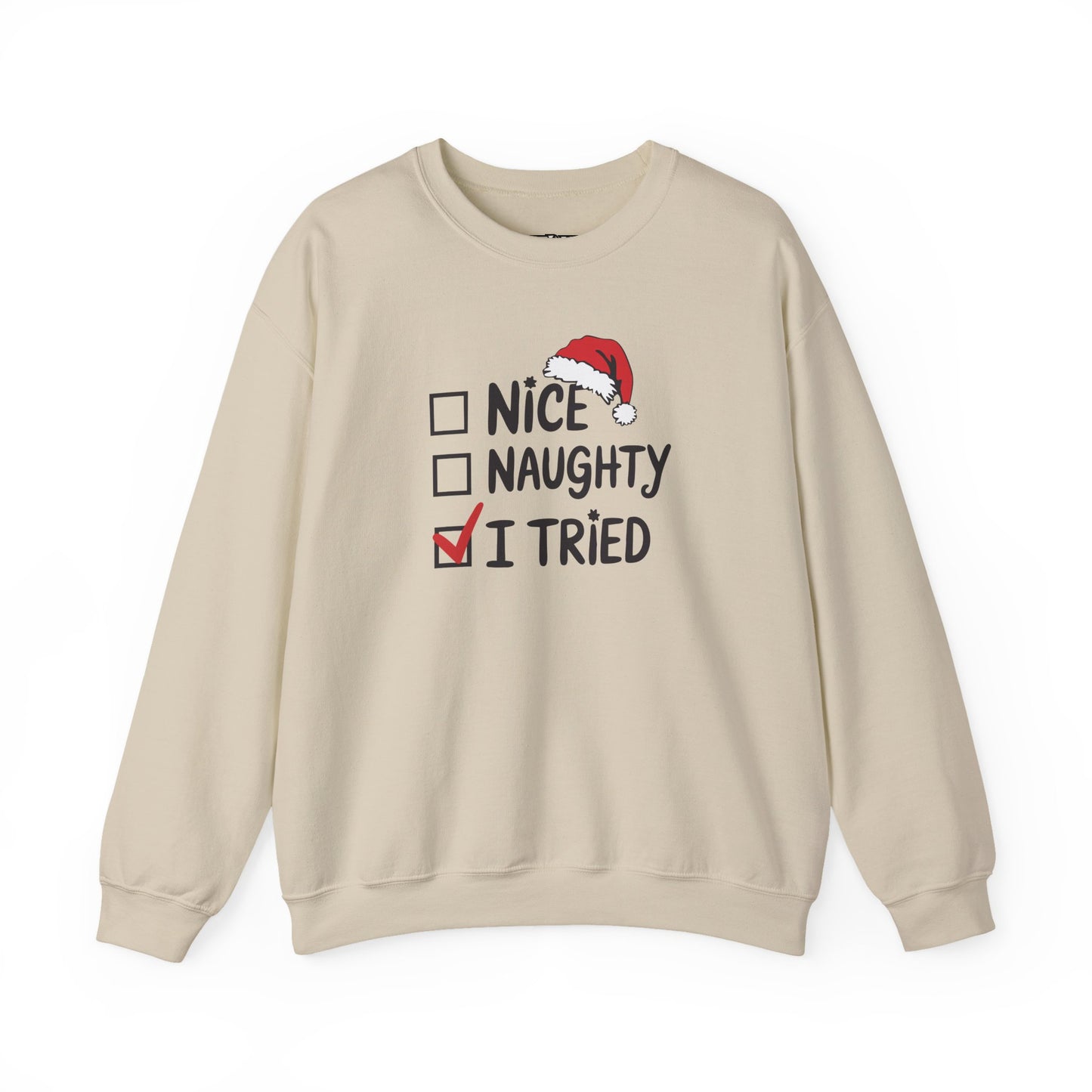 Christmas Sweatshirt, Funny Holiday Gift, Cozy Crewneck, Naughty Nice Humor, Unisex Winter Style, Festive Apparel - DMHoops.com