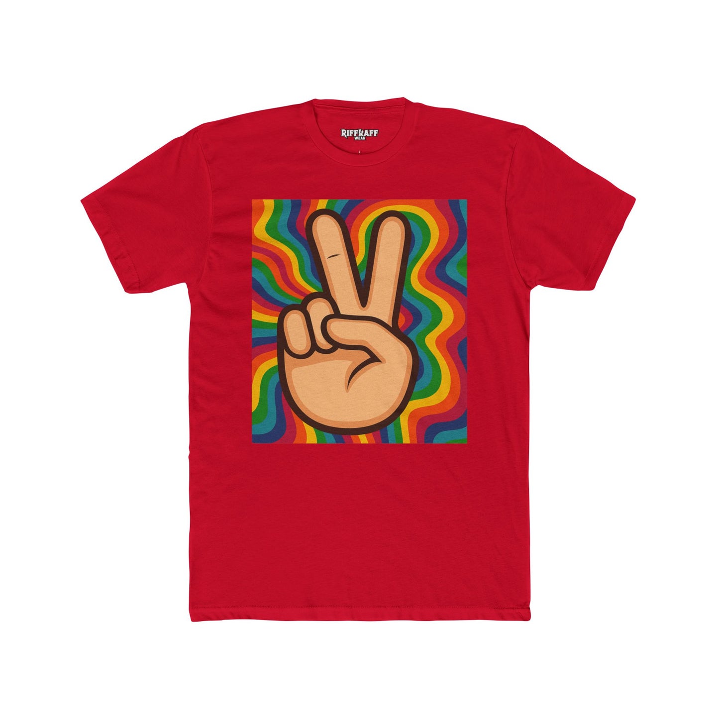 Retro Peace Sign Unisex Cotton Crew Tee - Colorful Vibe Fashion - Riff Raff Wear