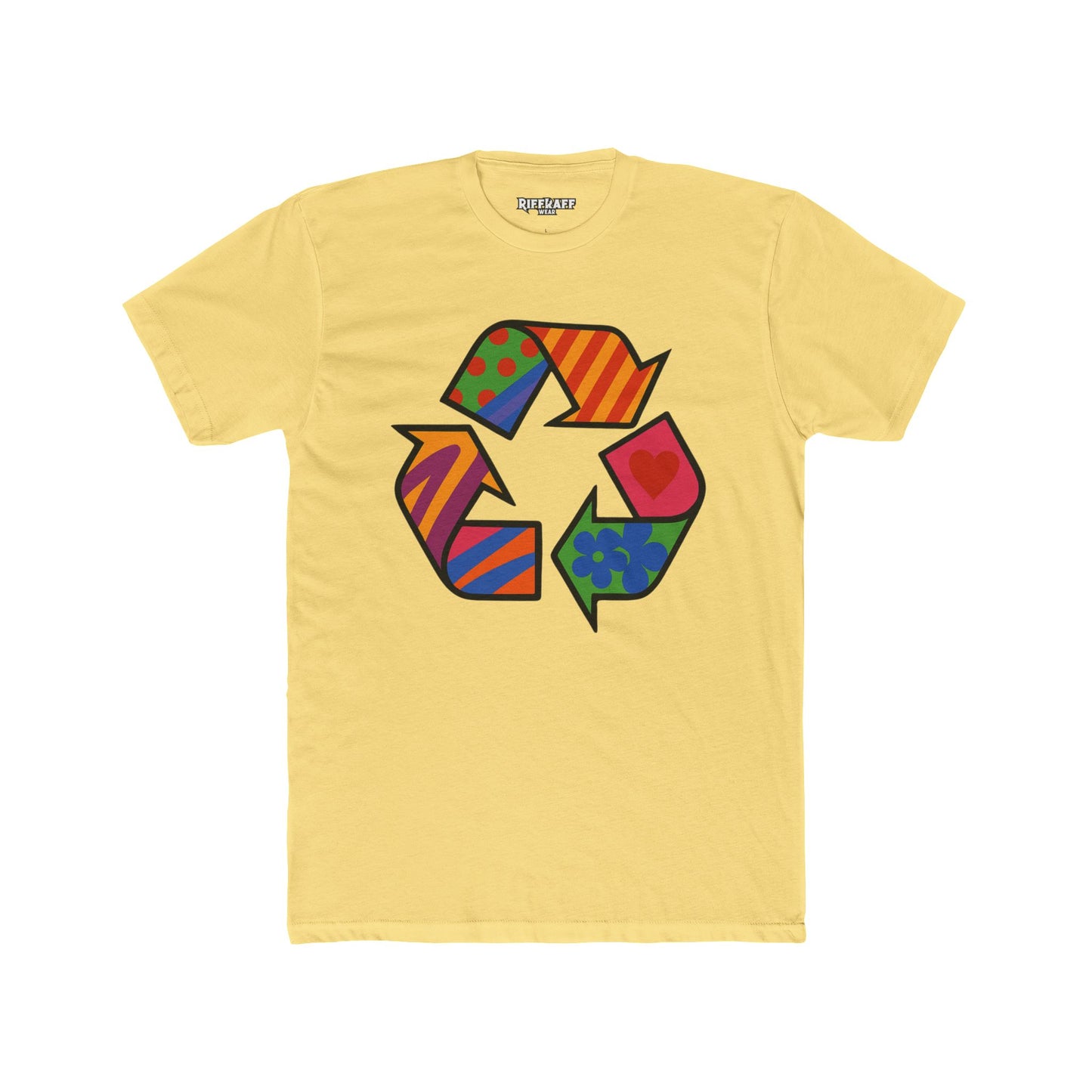 Colorful Recycle Symbol Unisex Cotton Crew Tee - Eco-Friendly Fashion - Riff Raff Wear