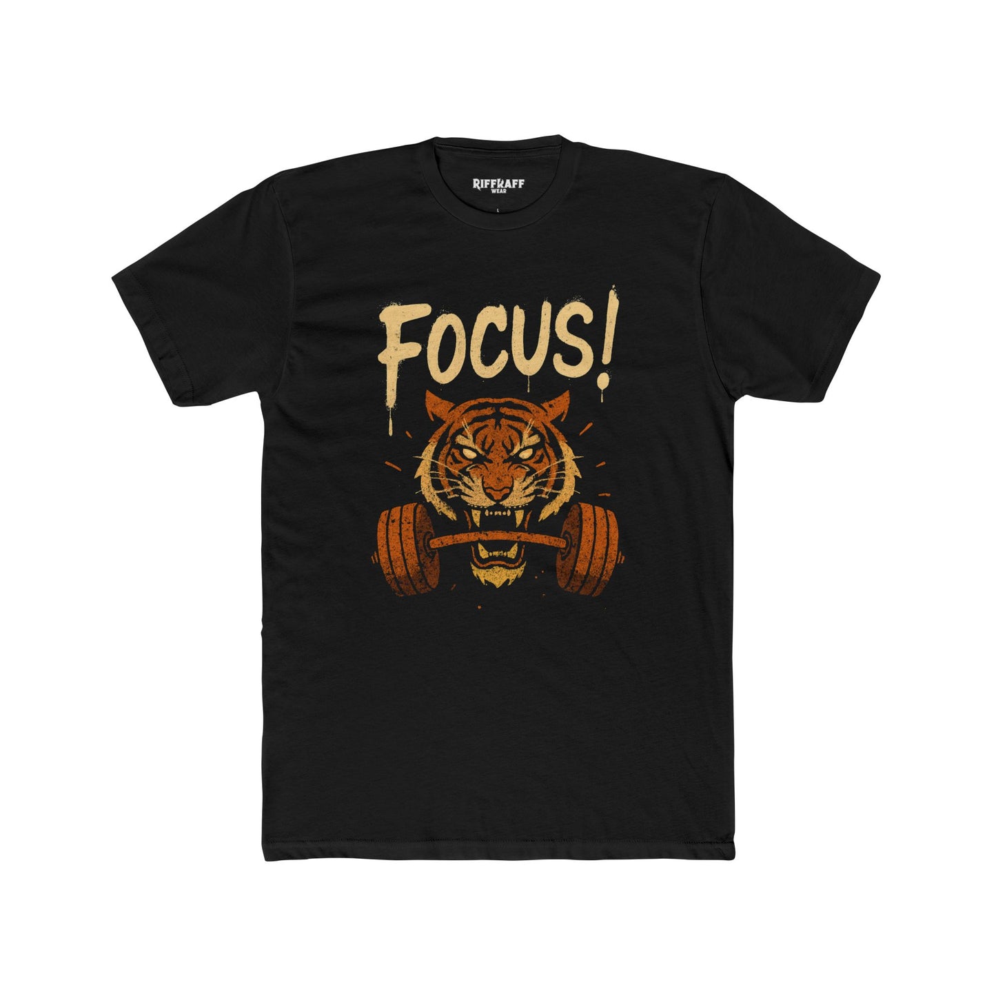 Focus Tiger Unisex Cotton Crew Tee - Motivational Fitness Shirt - Riff Raff Wear