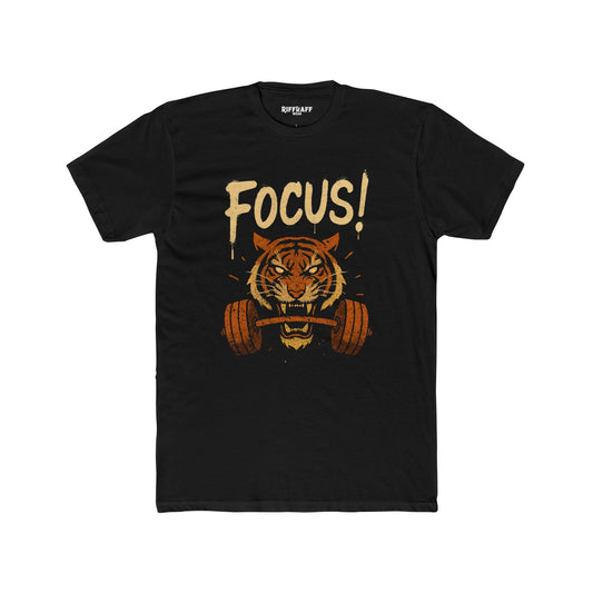 Focus Tiger Unisex Cotton Crew Tee - Motivational Fitness Shirt - Riff Raff Wear