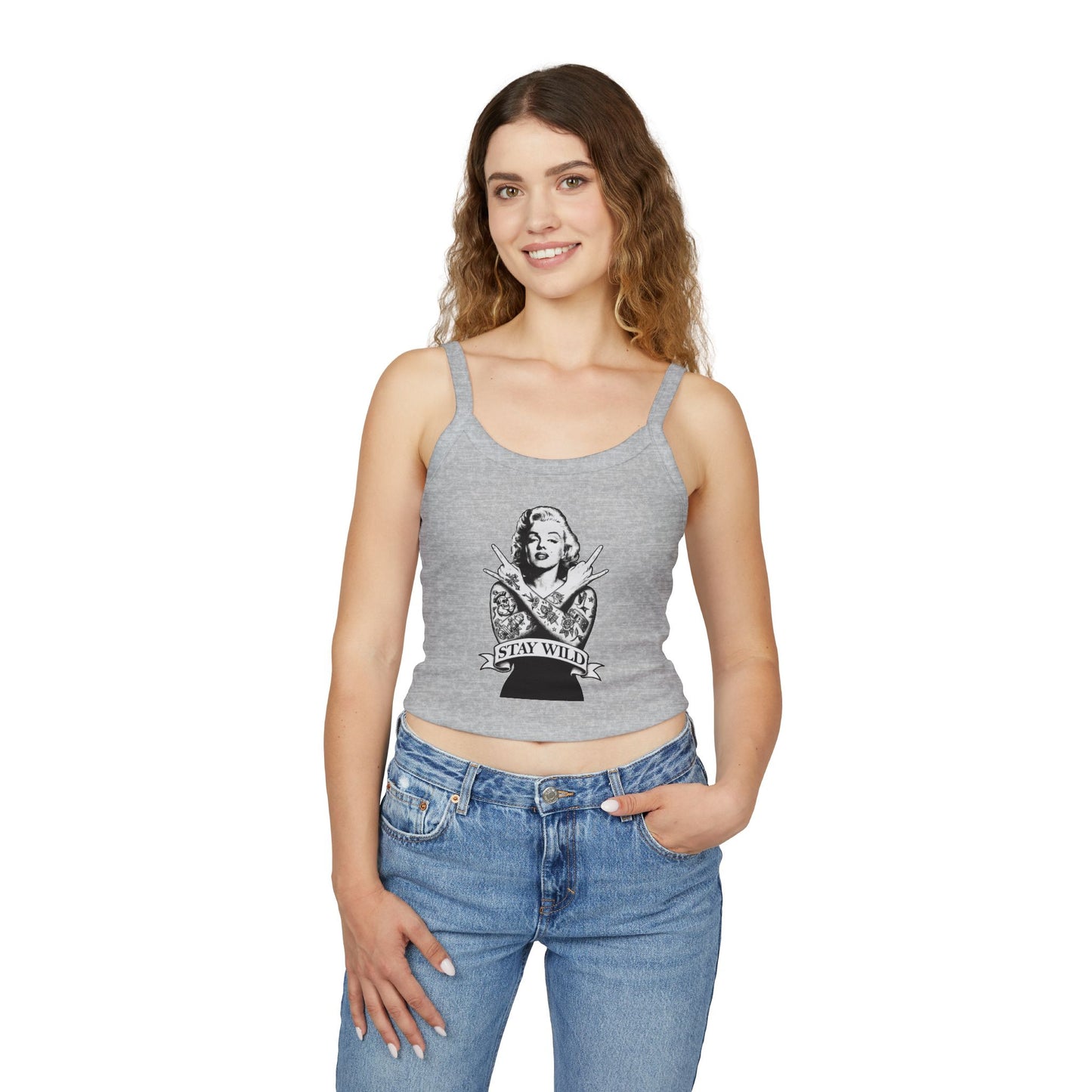 Stay Wild Marilyn Monroe Spaghetti Strap Tank Top – Trendy Women's Apparel for Summer & Festivals - Riff Raff Wear