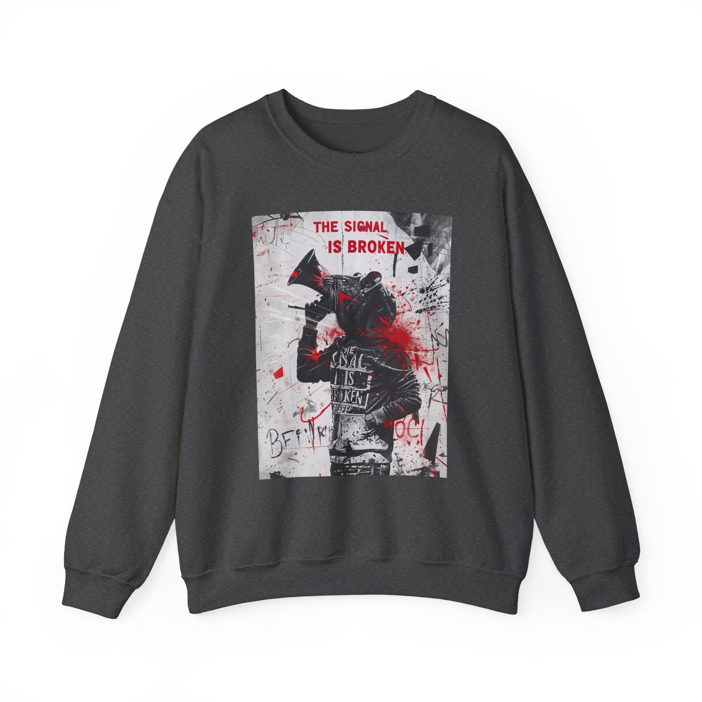 Unisex Crewneck Sweatshirt - "The Signal is Broken" Graphic Design - Riff Raff Wear