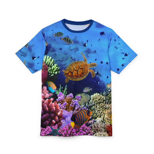 Vibrant Ocean Life Unisex Tee - Turtle & Coral Reef Design - Riff Raff Wear