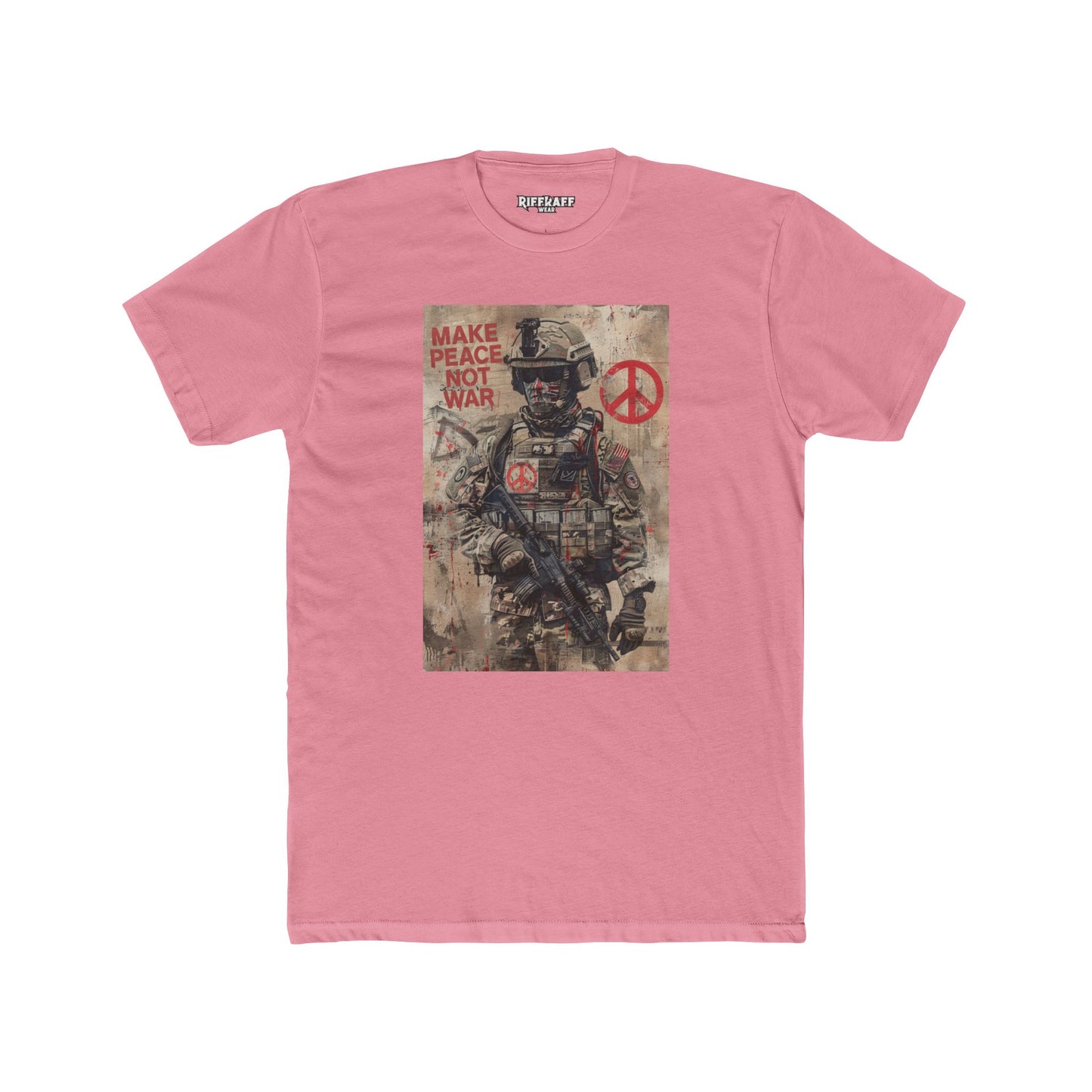 Unisex Cotton Crew Tee - Make Peace Not War Political Art - Riff Raff Wear