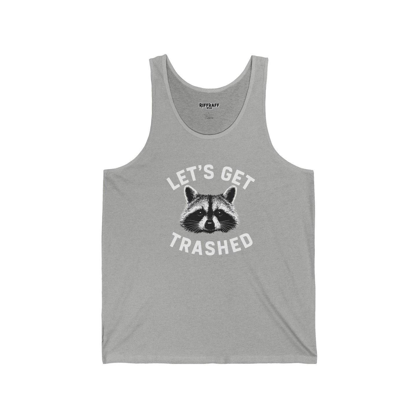 Funny Raccoon Tank Top - "Let's Get Trashed" Unisex Jersey Tank - Riff Raff Wear