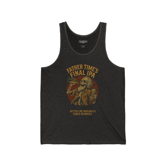 Funny Father Time's Final IPA Unisex Jersey Tank - Riff Raff Wear Underground